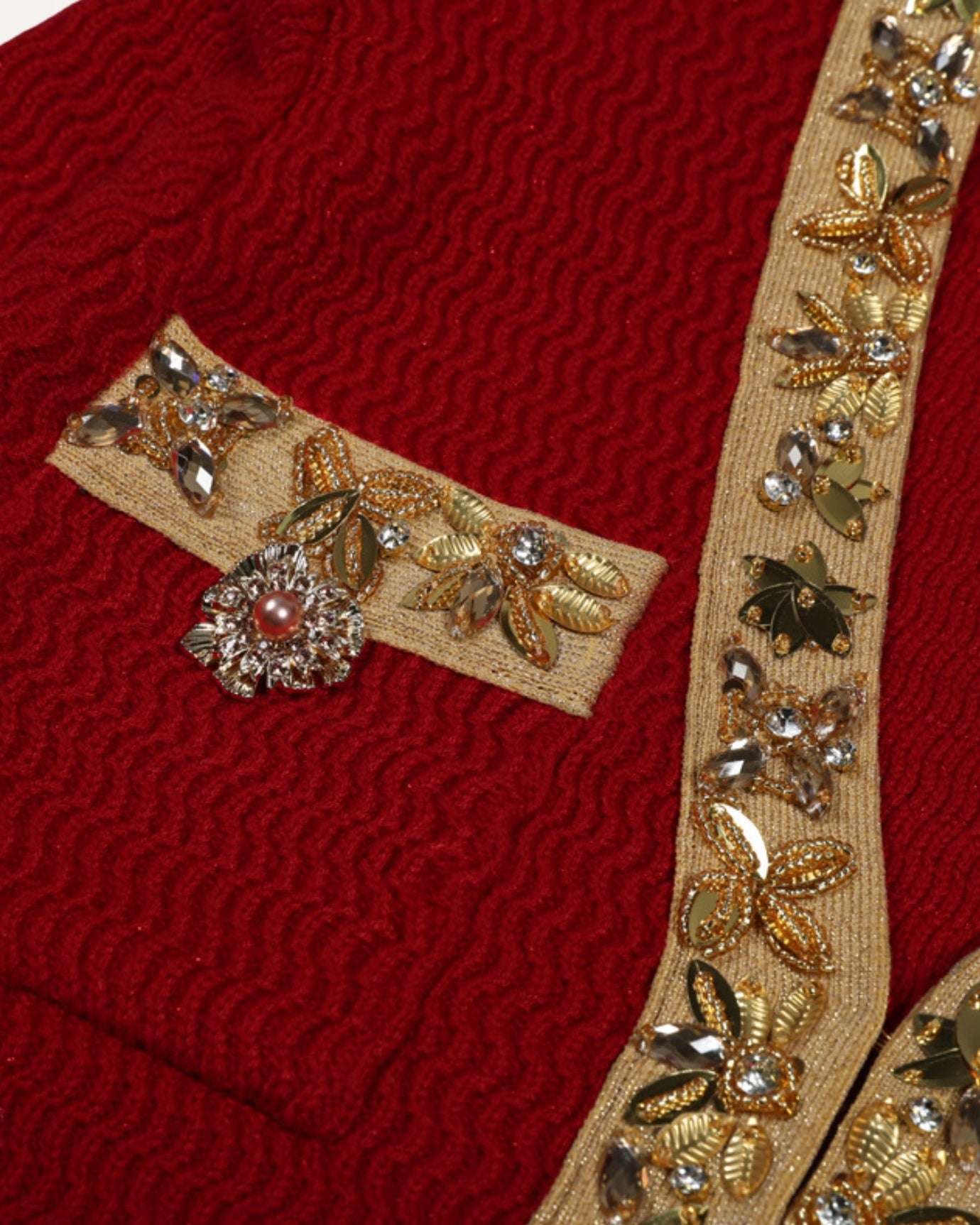 Slim-Fit Beaded Knit Long-Sleeve Dress