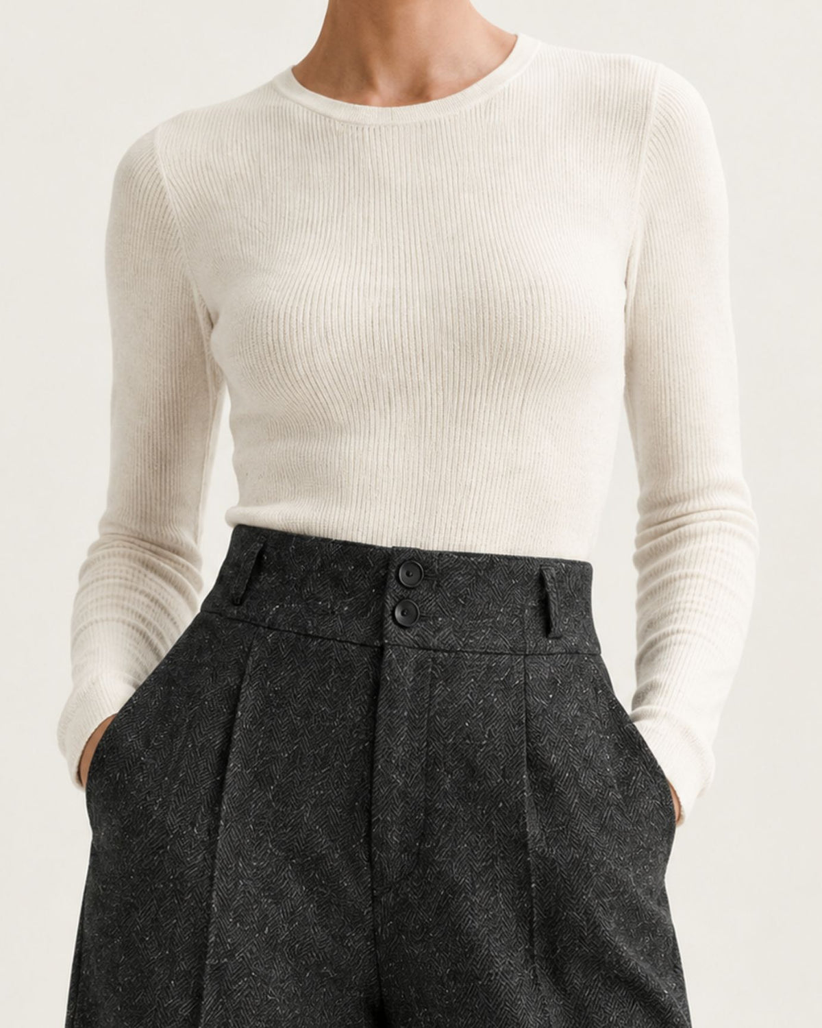 Drapey High-Waisted Wool Wide-Leg Woman Trousers