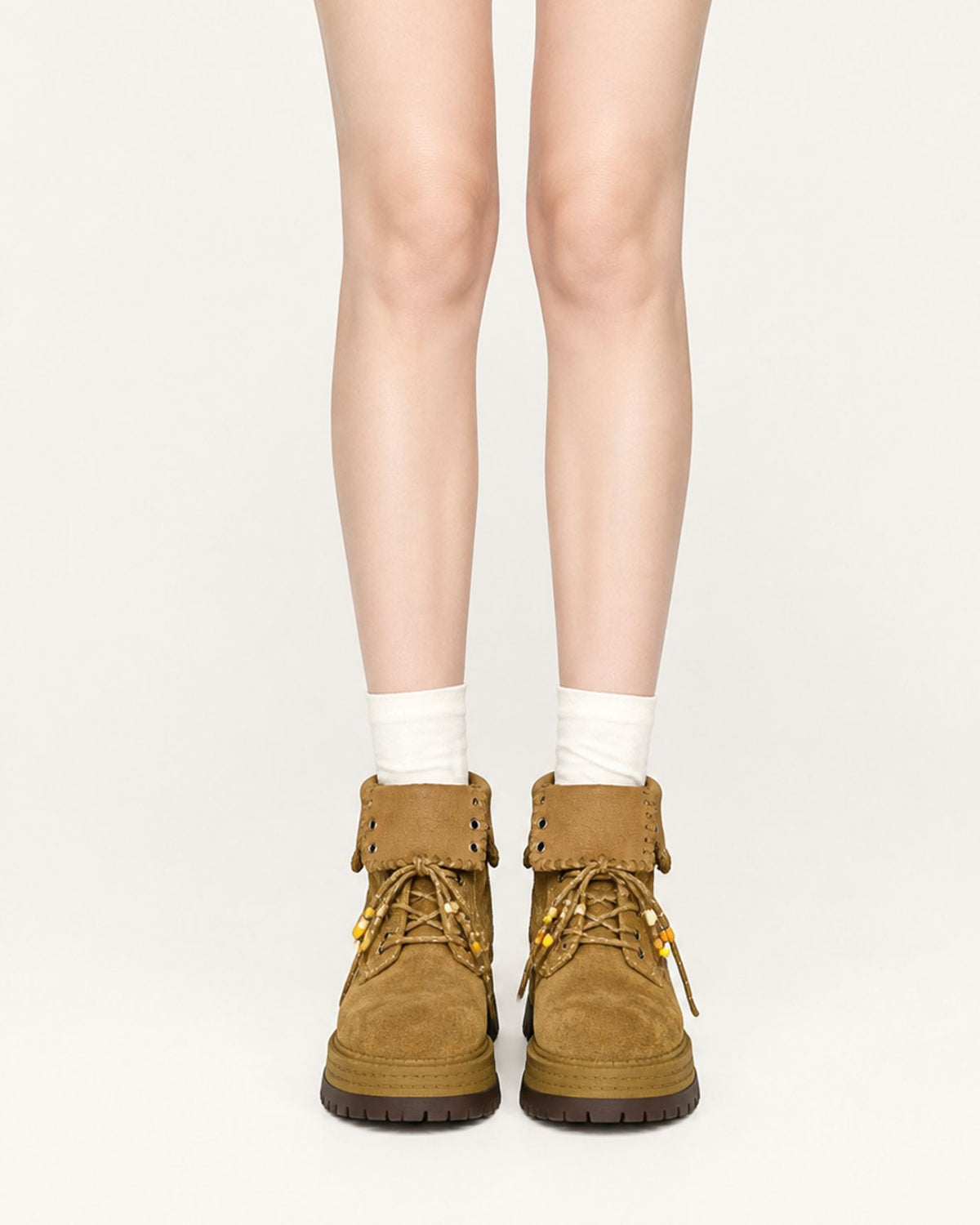 Foldover Leather Chunky Sole Boots