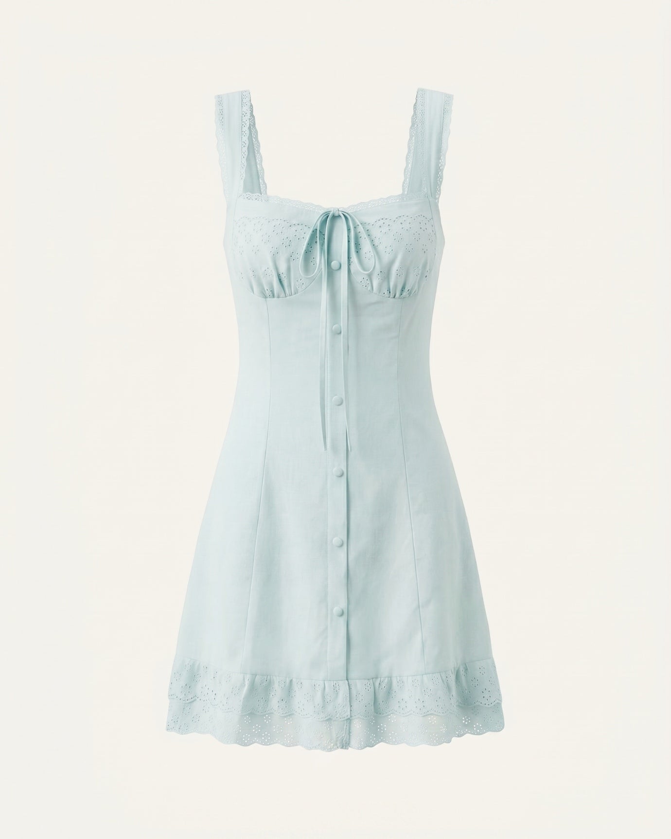 Sweet Lace Tie-Waist Slim-Fit Mini Dress