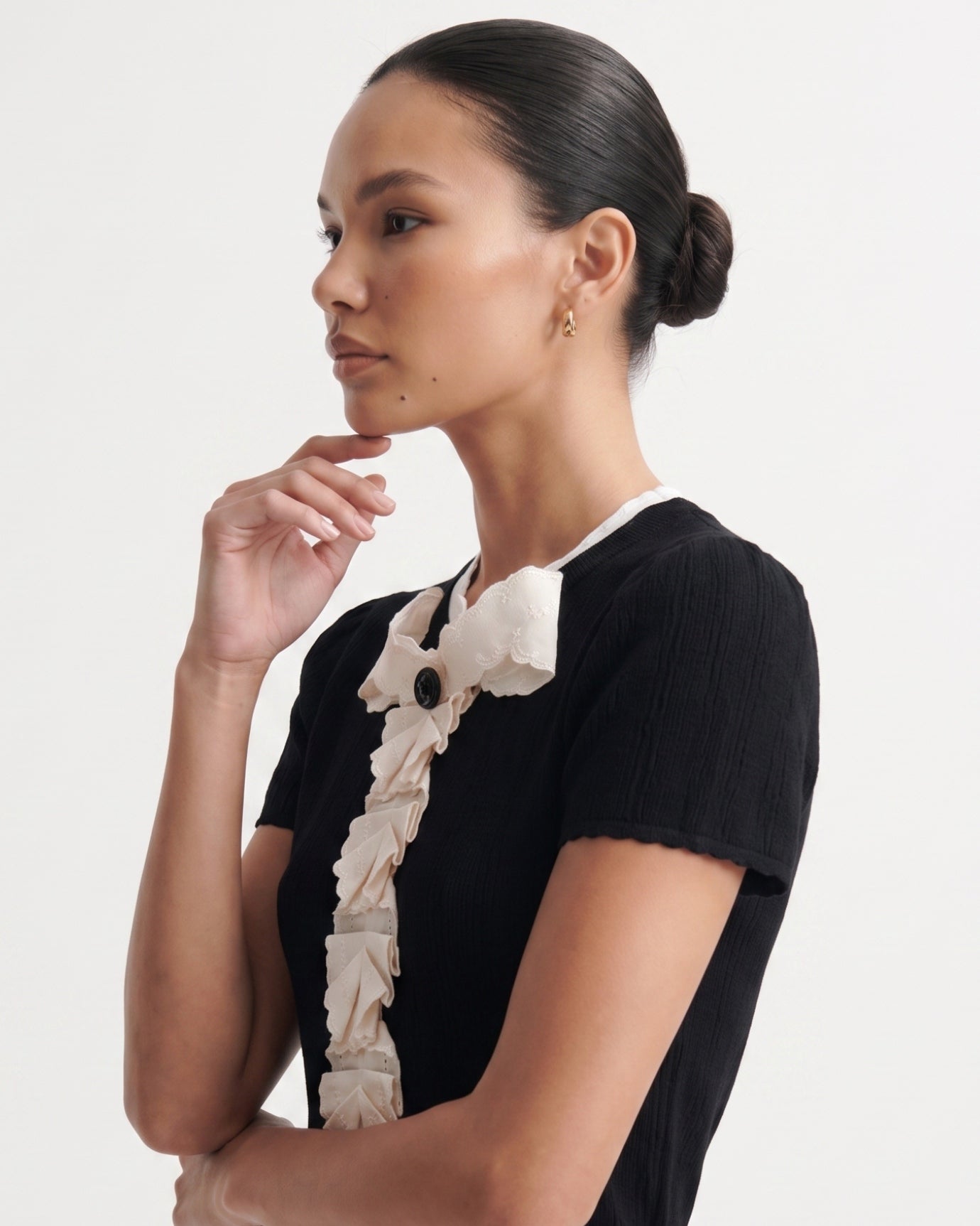Designer Embroidered Flower Black Top