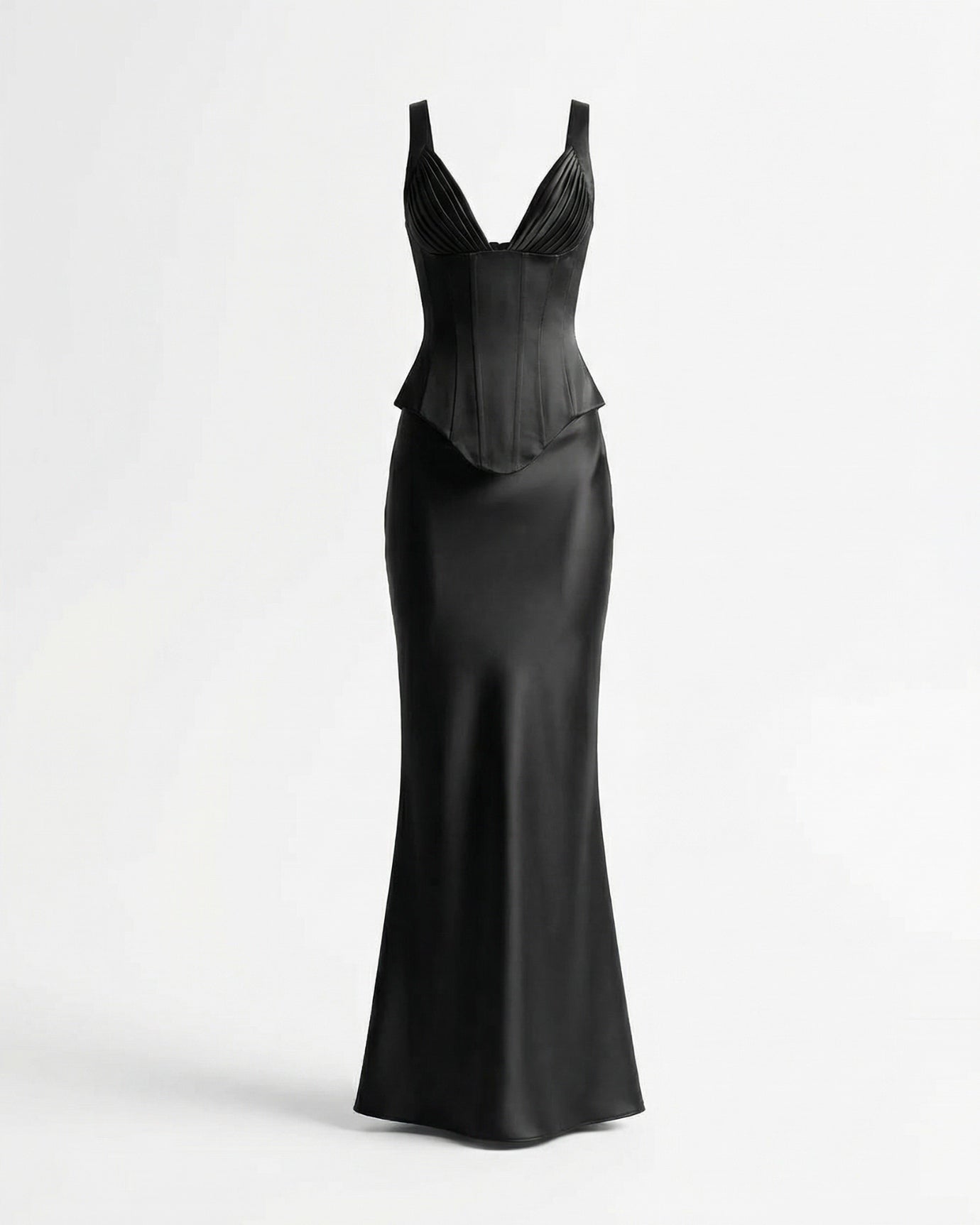 Cira Long Satin Dress Skirt Set