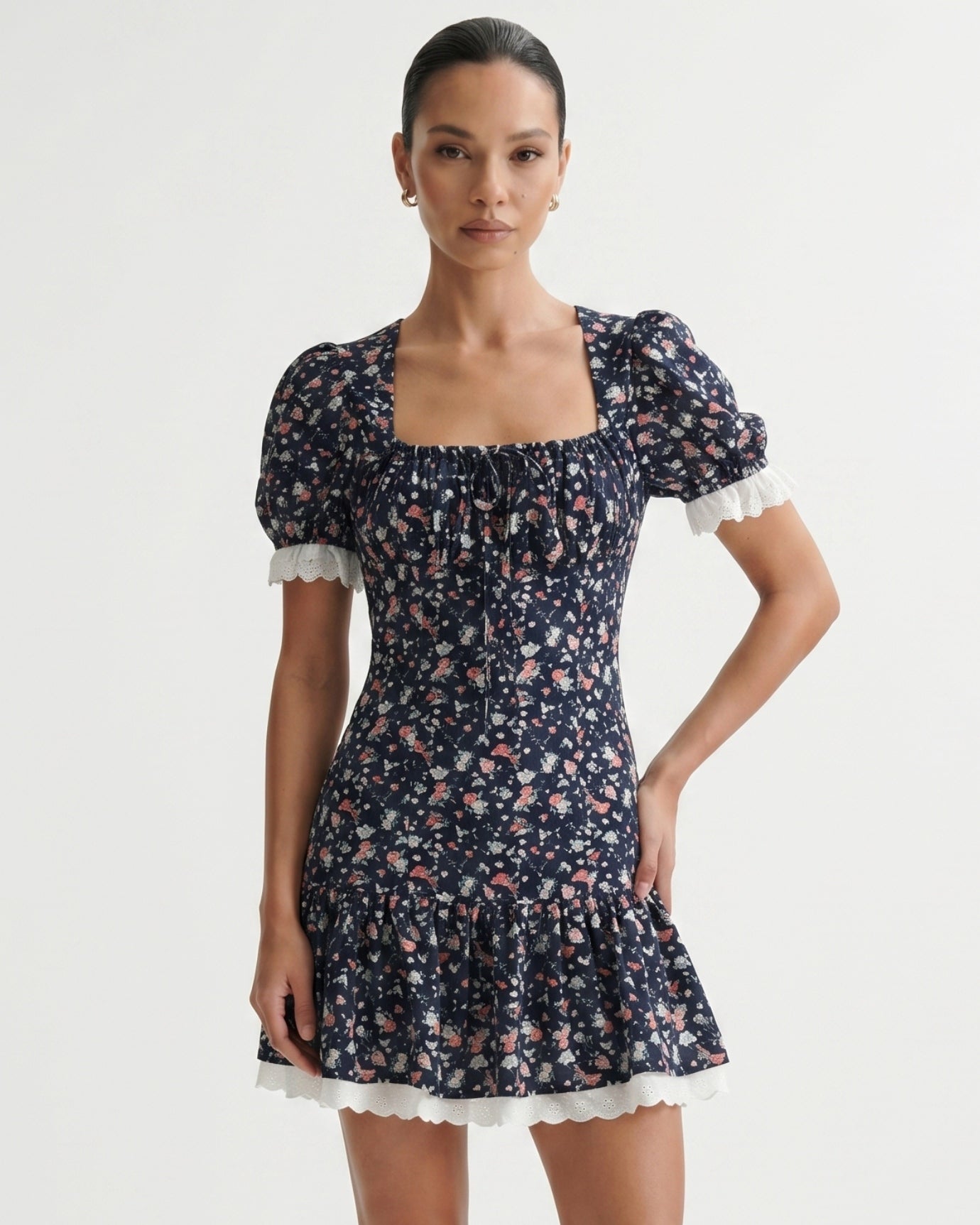 Marbella Retro Floral Lace Dress