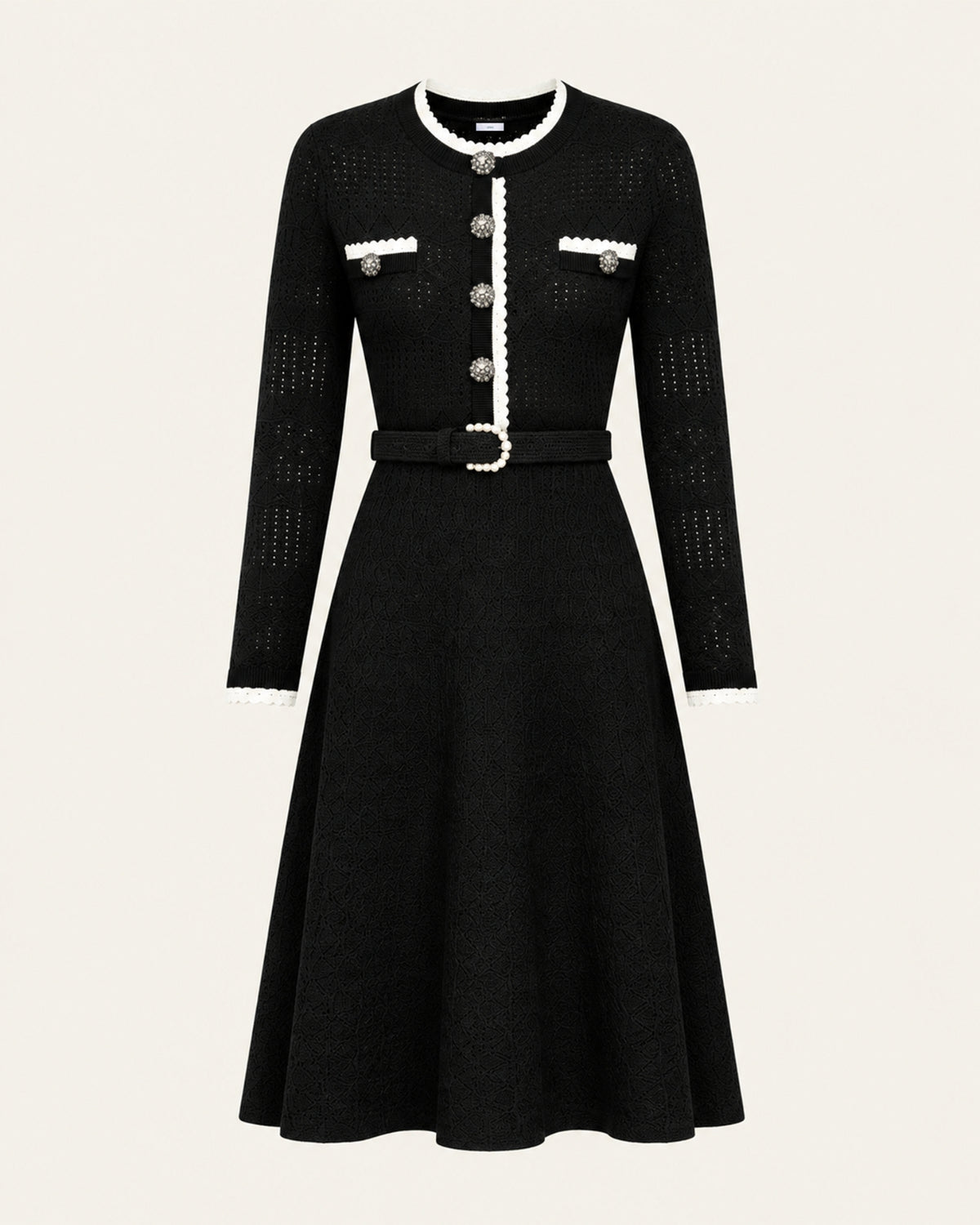 Celia Long-Sleeve Belted Cutout Dress