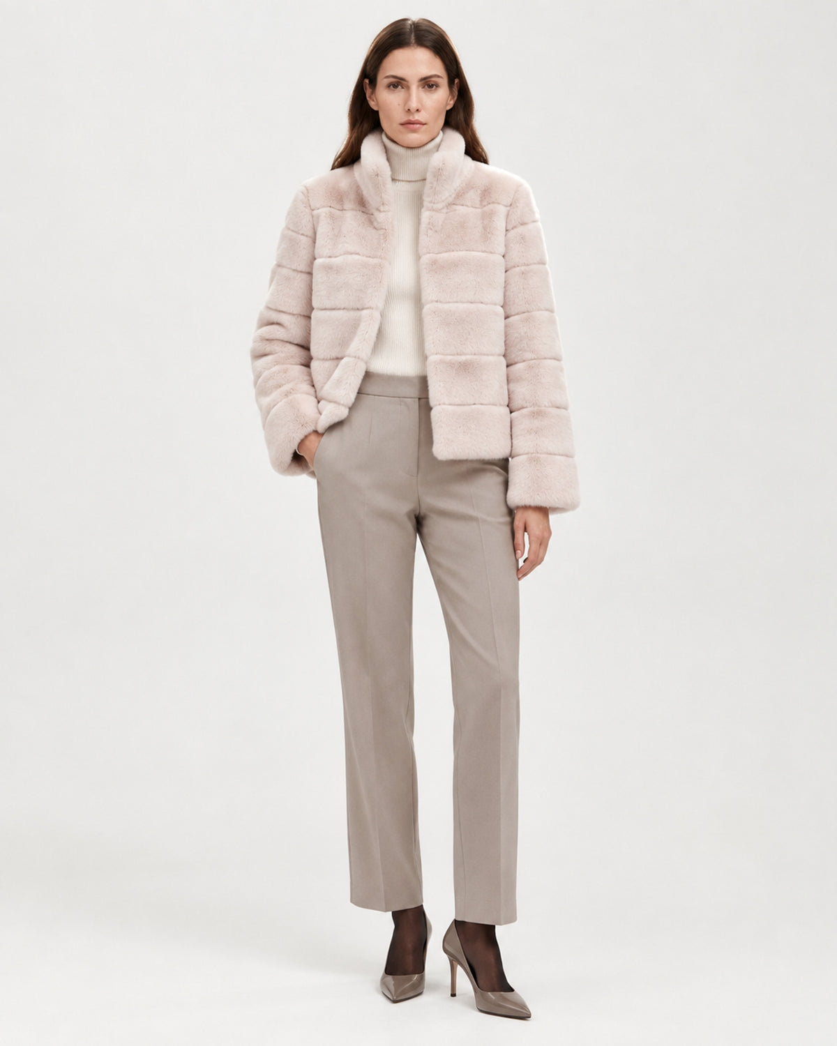 Rihanna Stand Collar Short Rex Rabbit Fur Jacket