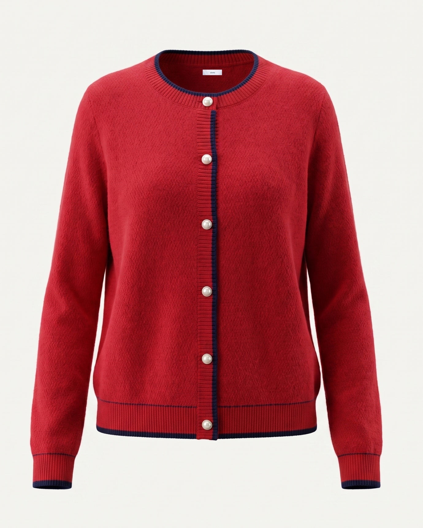Cashmere Pearl Crewneck Knitted Cardigan