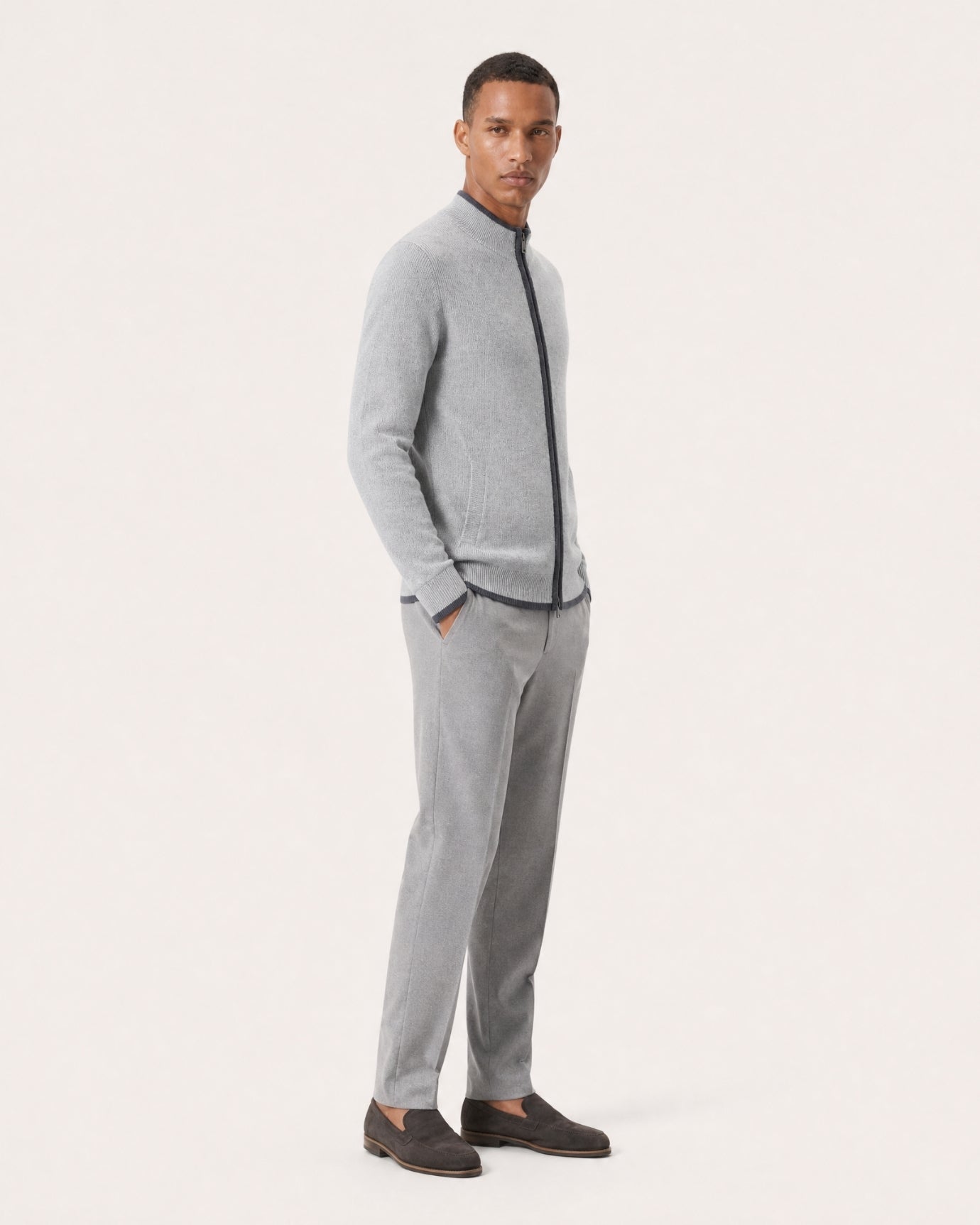 London Cashmere Full-Zip Cardigan Jacket