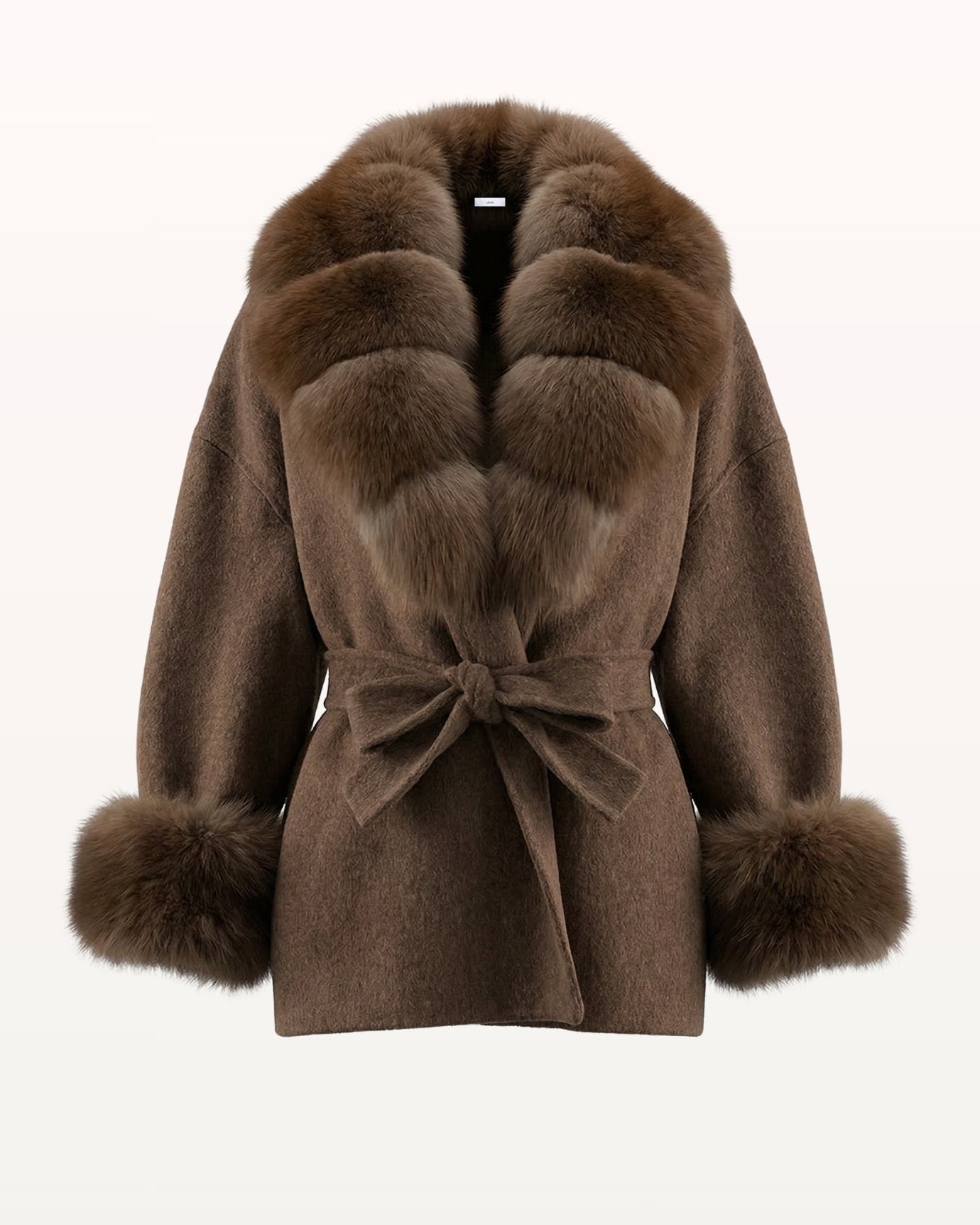 Divina Double-Sided Wool Coat with Fox Fur Collar