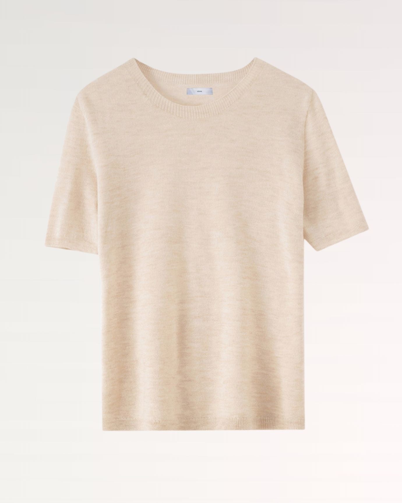Wool Soft Knitted T-Shirt Half Sleeve Beige