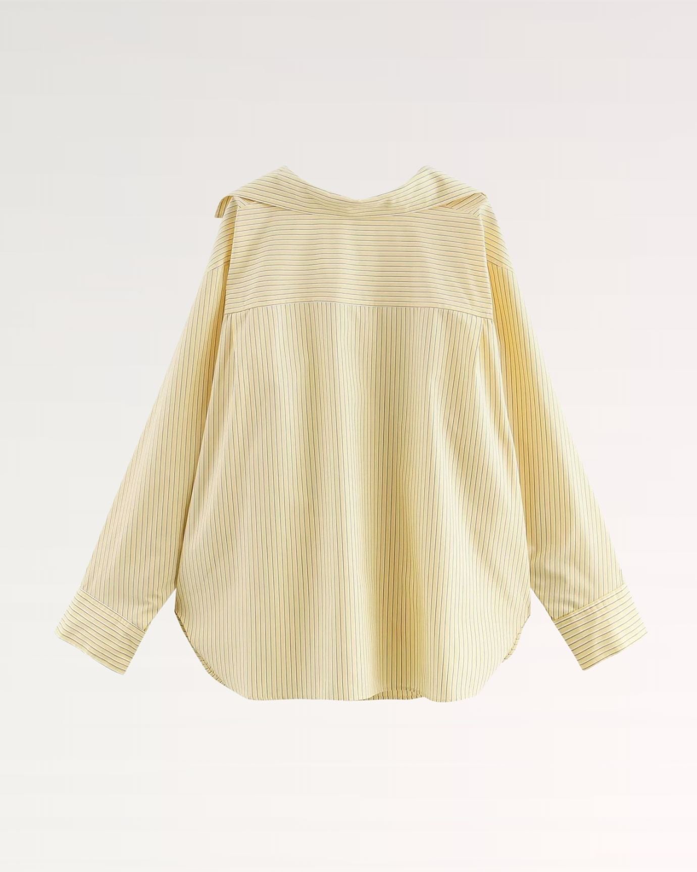 Back of yellow Paris Shirt with smooth yoke and relaxed fit