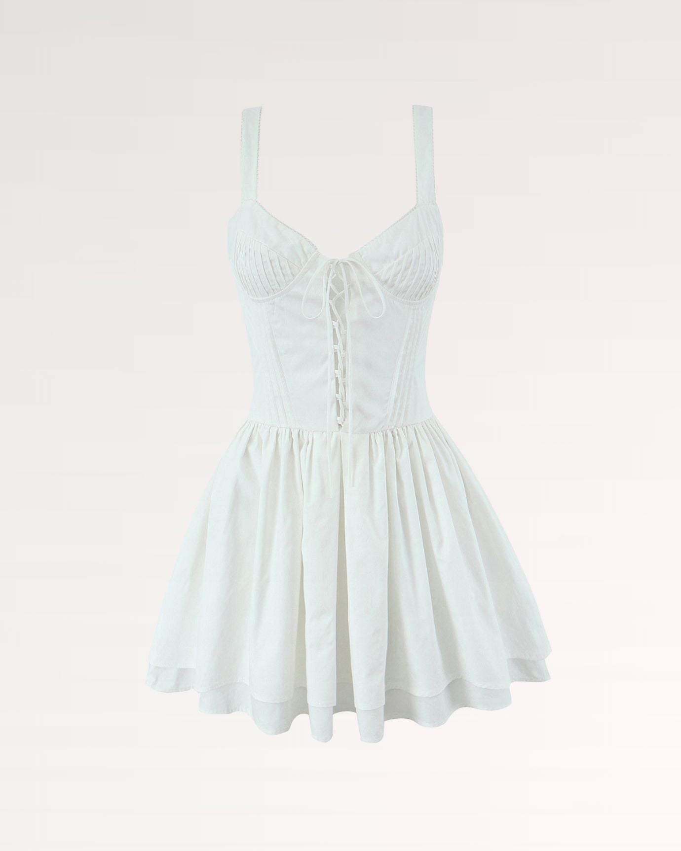 Yellow Mini Suspender Dress White