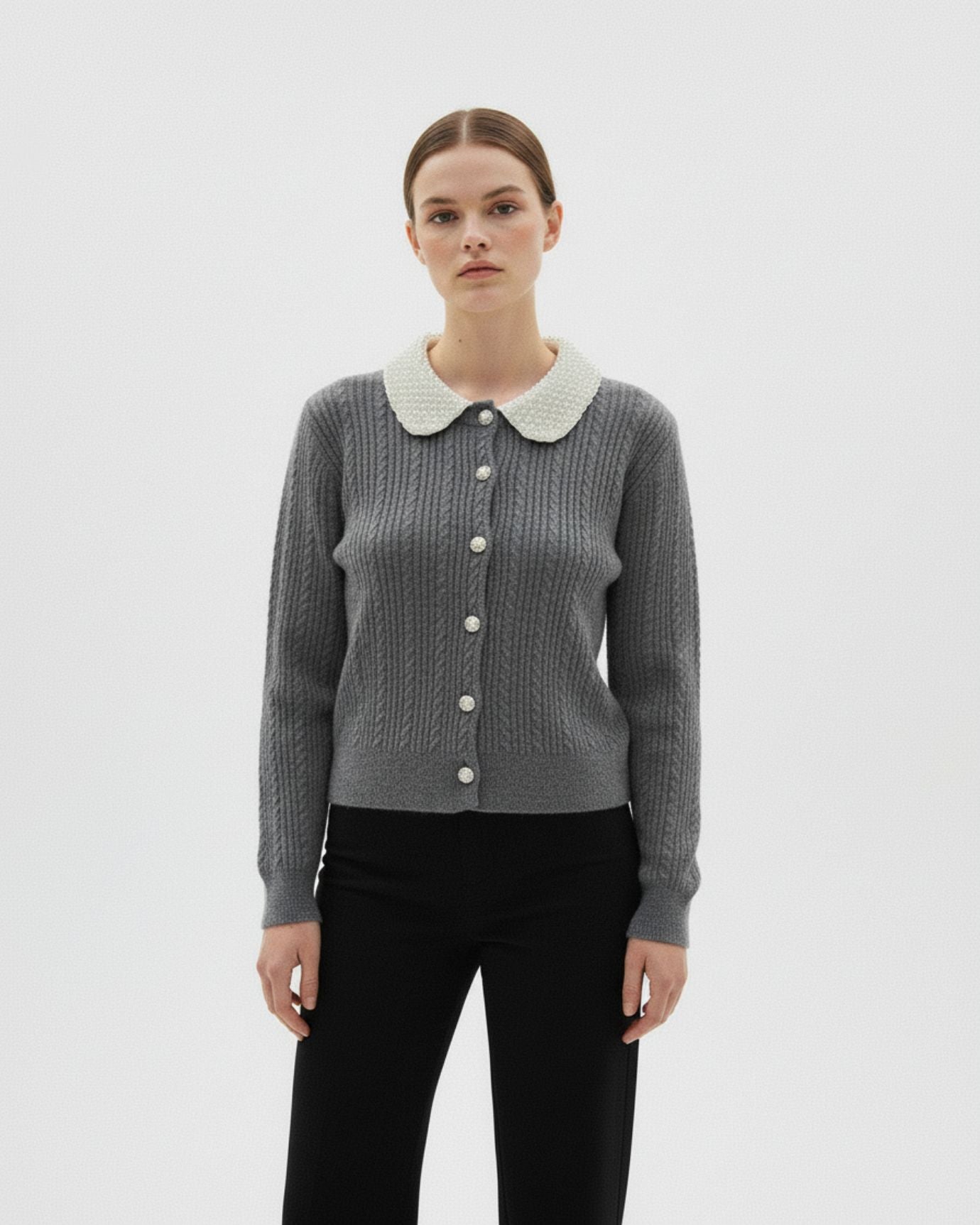 French Style Cardigan Pearl Buttonned