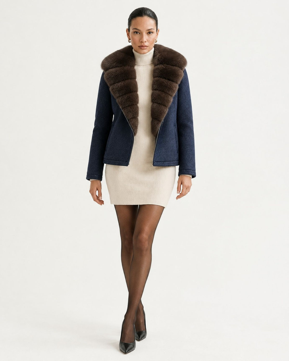 Lina Mid-Length Genuine Leather Shearling Coat