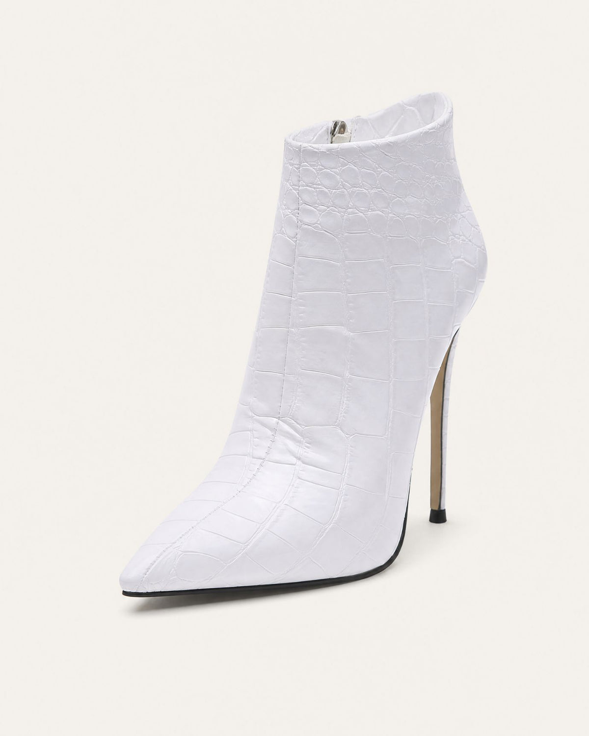 Pointed-Toe Stiletto Booties with Side Zip