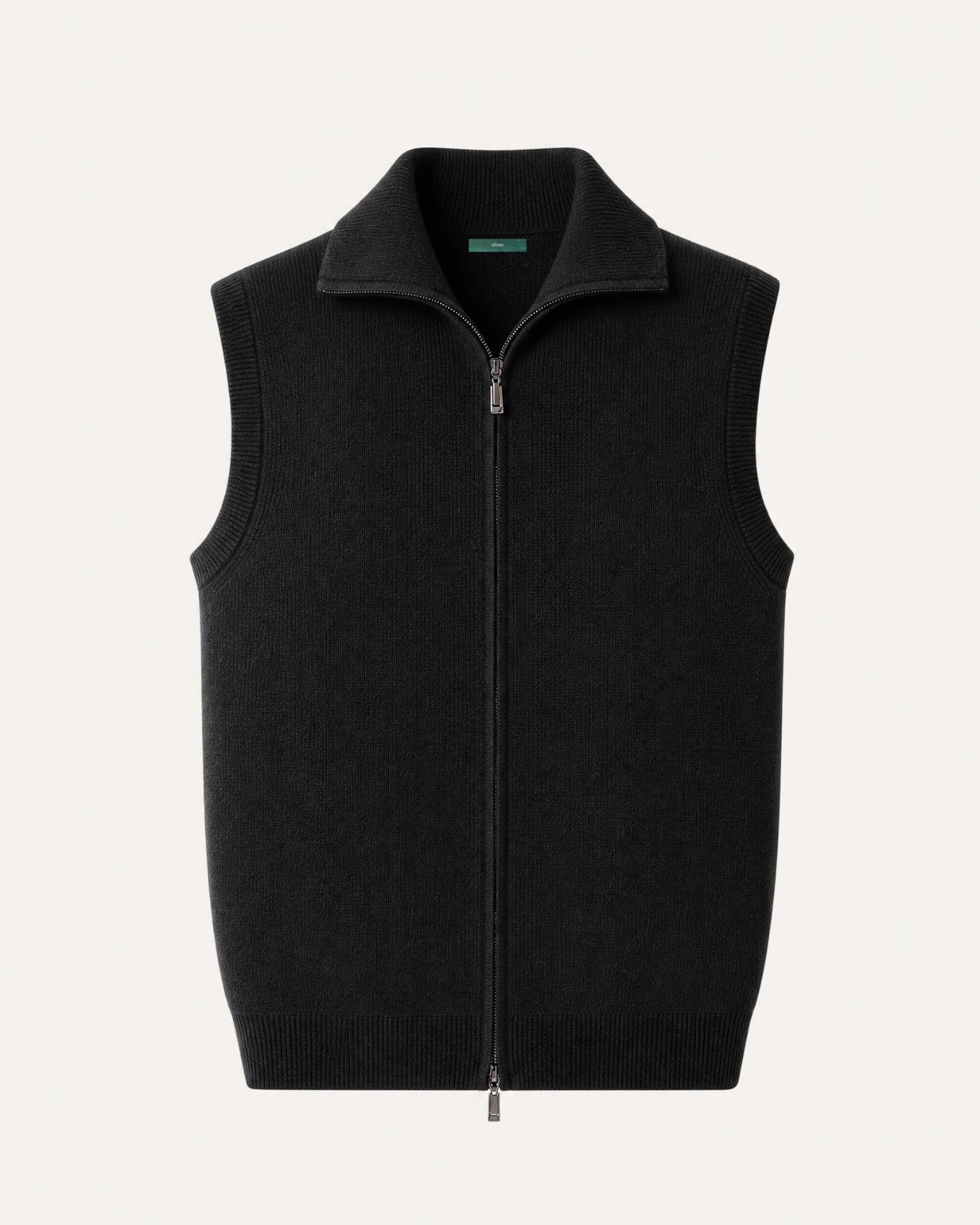 Cashmere Knit Zip Vest Collar