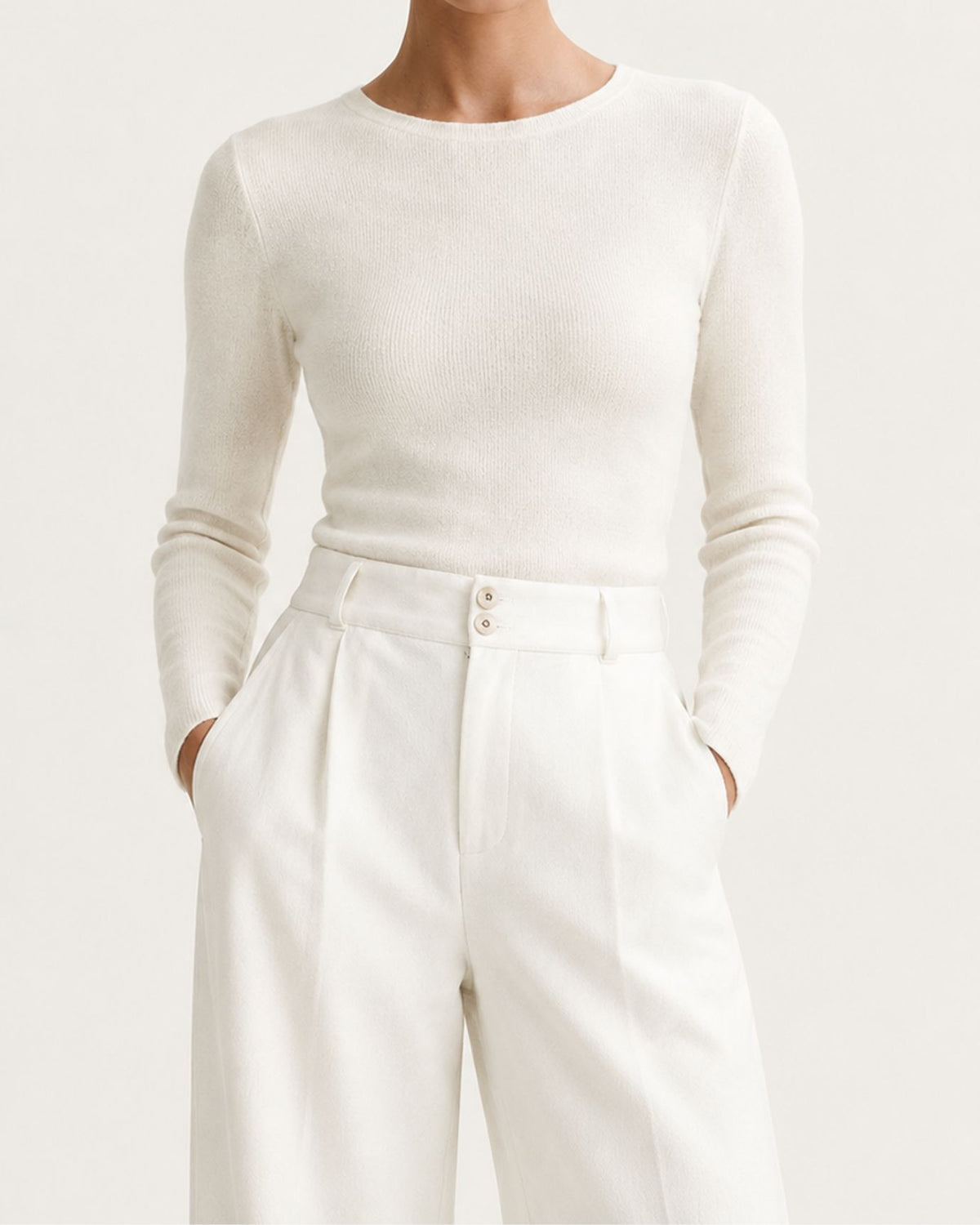 Drapey High-Waisted Wool Wide-Leg Woman Trousers