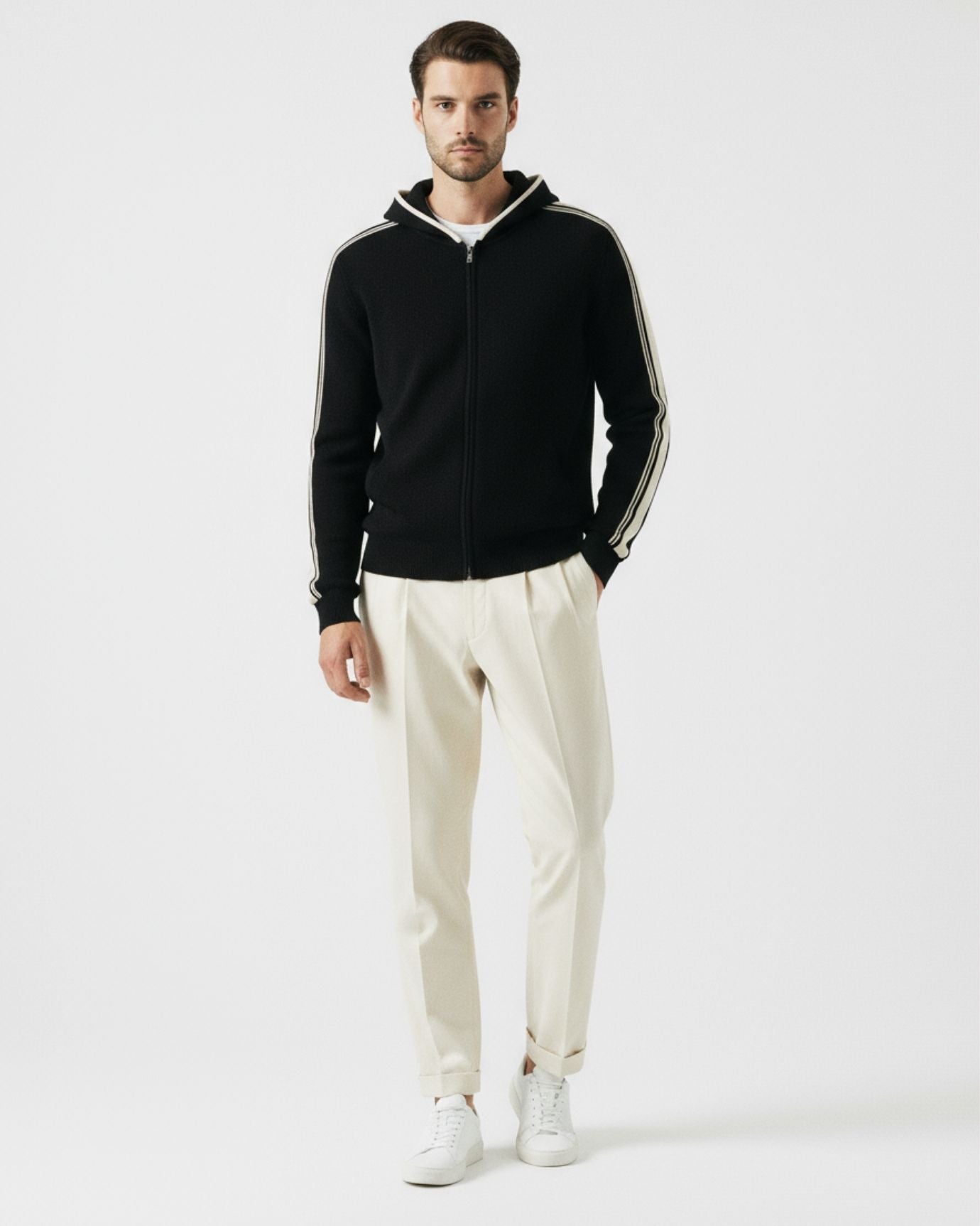 Wool & Cashmere blend hooded zipper