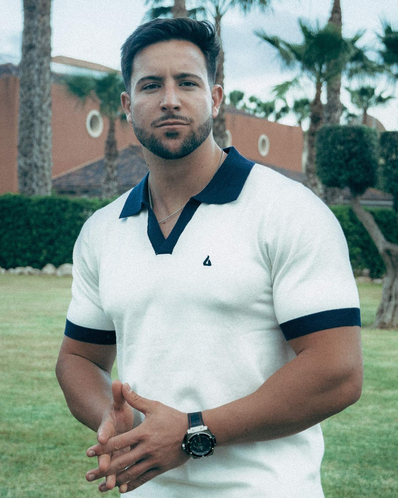 Timeless white polo blending comfort and sophistication