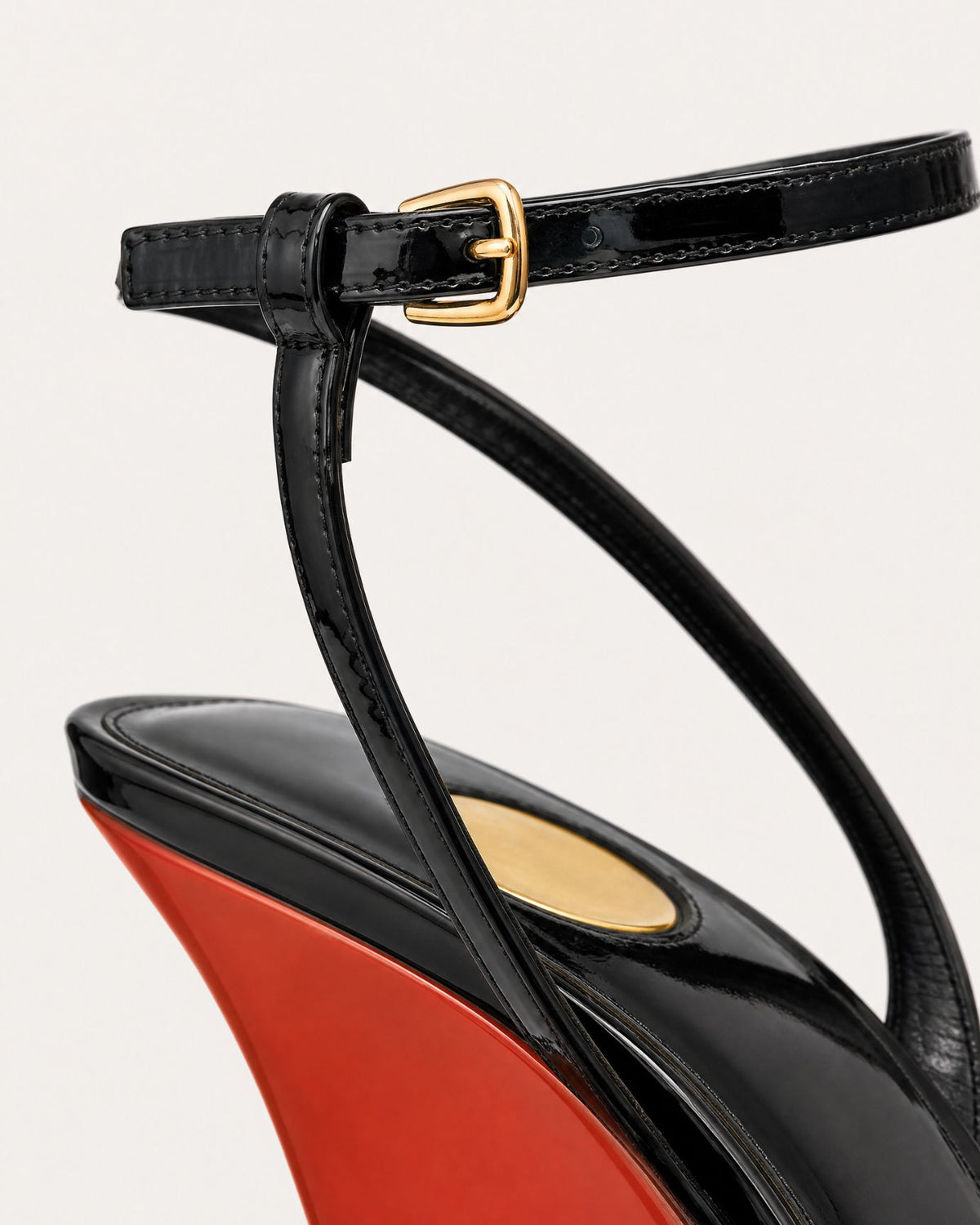 Lovau Strappy Patent Leather Peep-Toe Wedges
