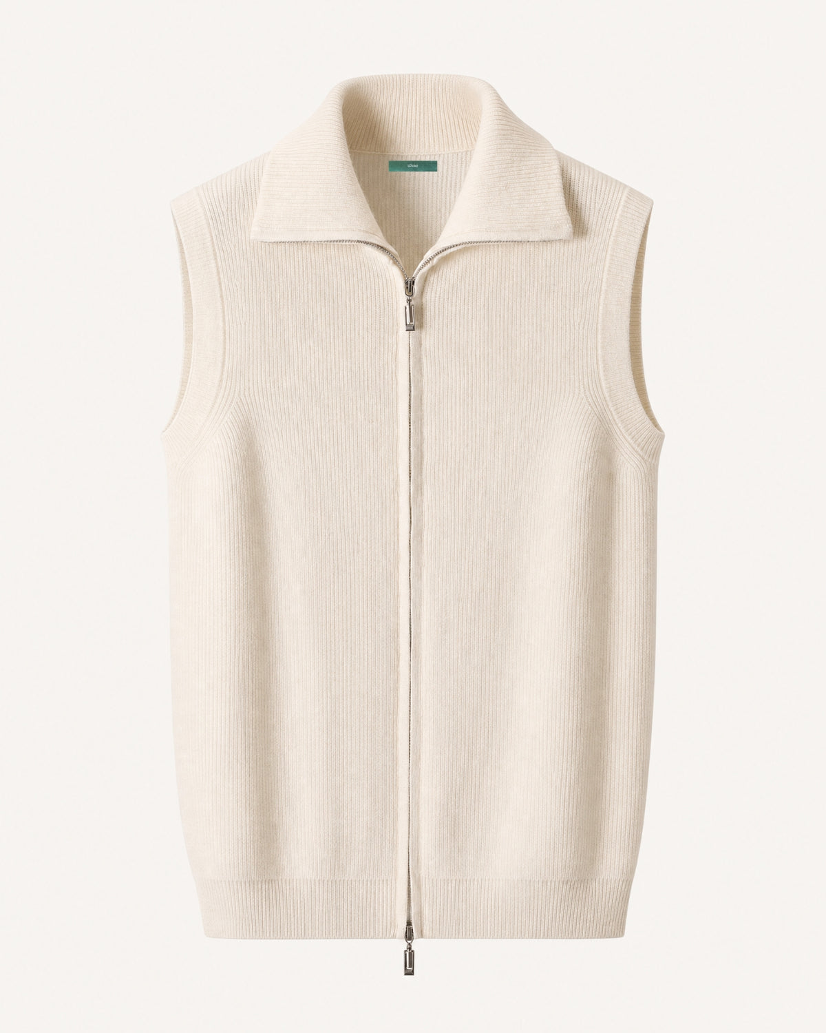 Cashmere Knit Zip Vest Collar