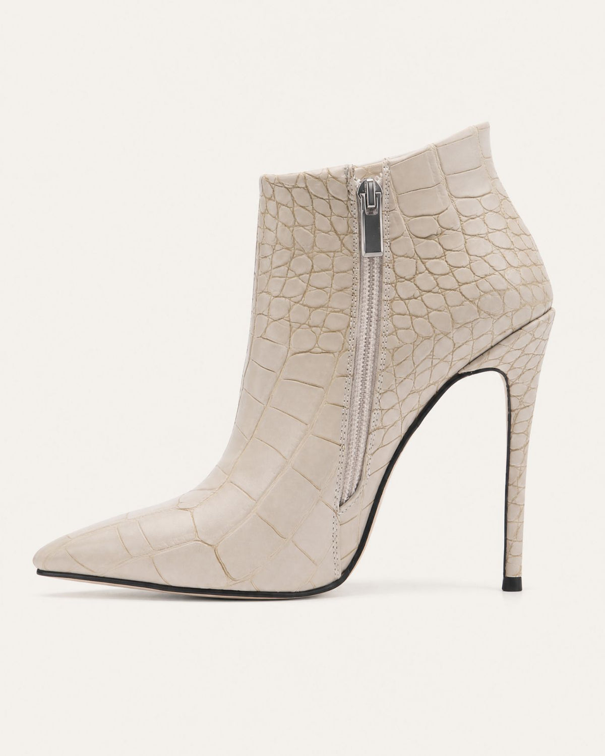 Pointed-Toe Stiletto Booties with Side Zip
