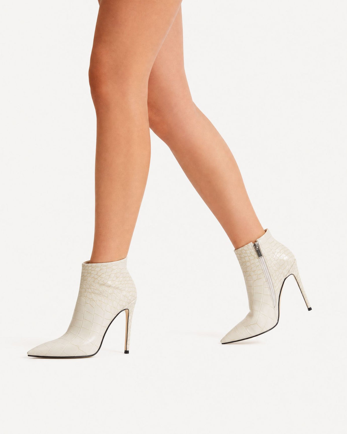 Pointed-Toe Stiletto Booties with Side Zip