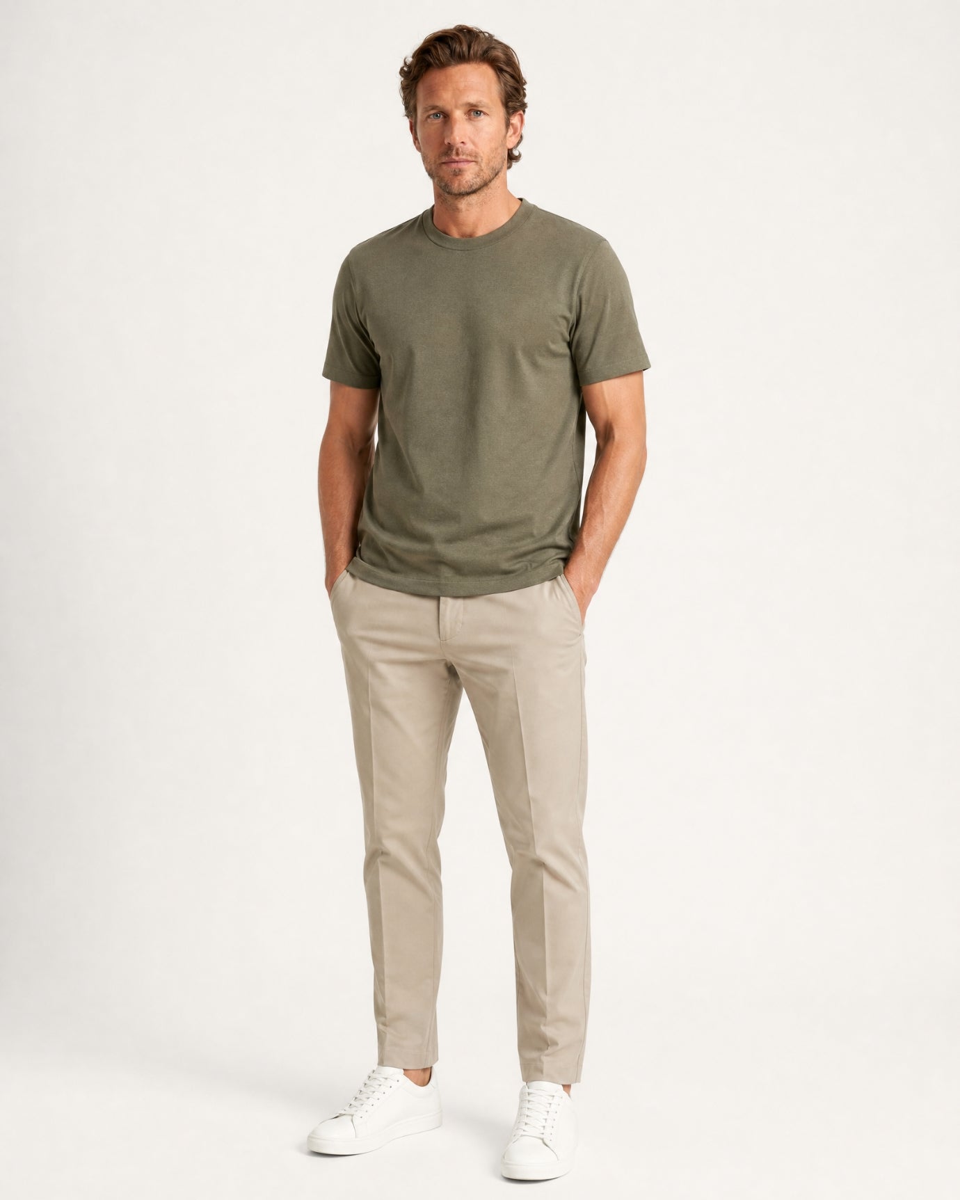 High-Count Australian Wool Crewneck Knit T-Shirt