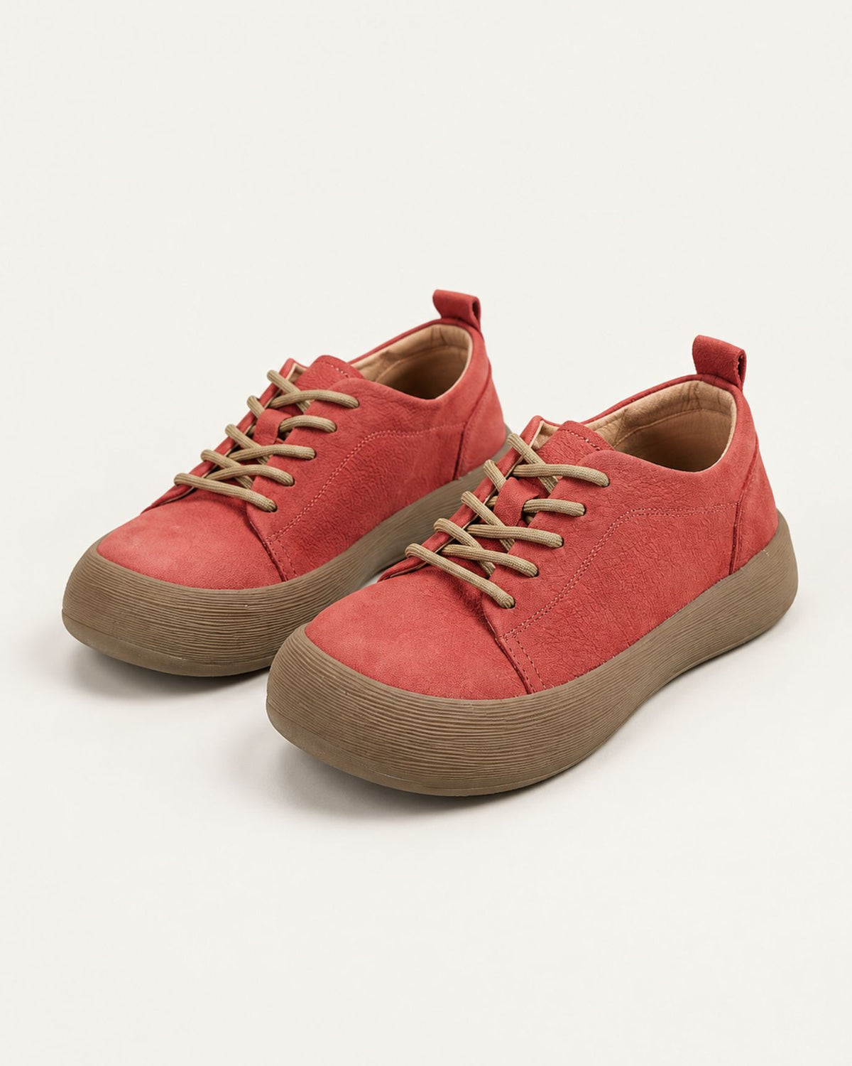 Top-Grain Leather Chunky Lace-Up Comfort Shoes