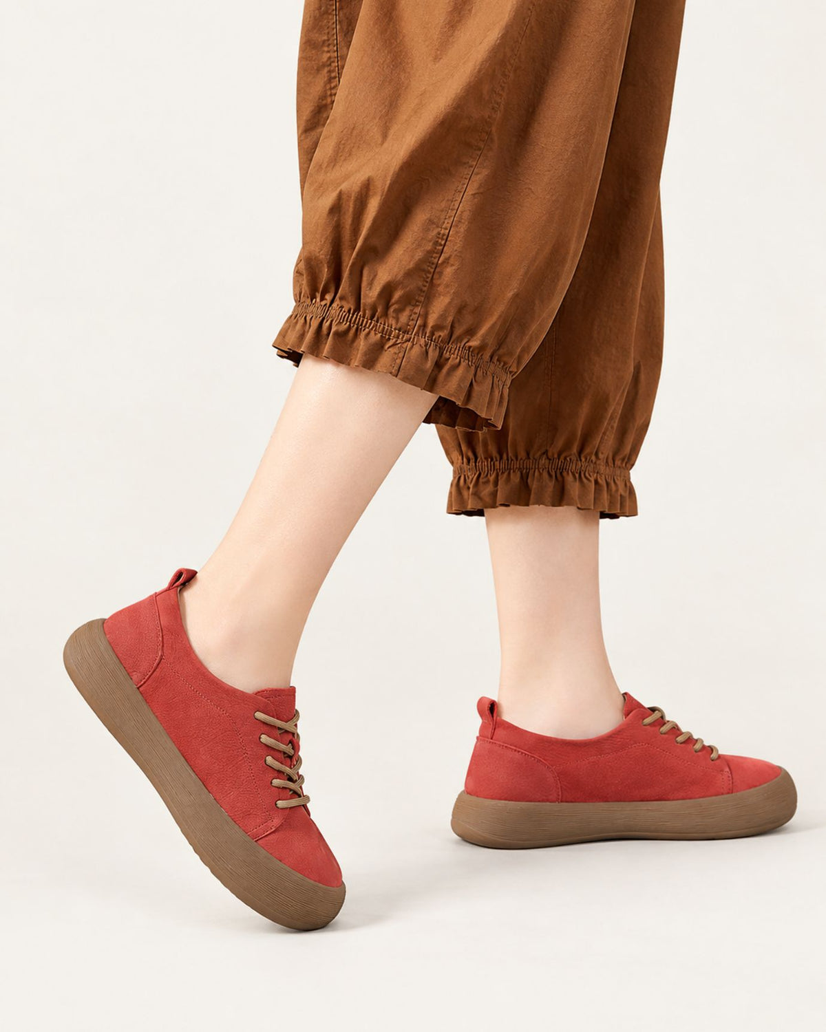 Top-Grain Leather Chunky Lace-Up Comfort Shoes