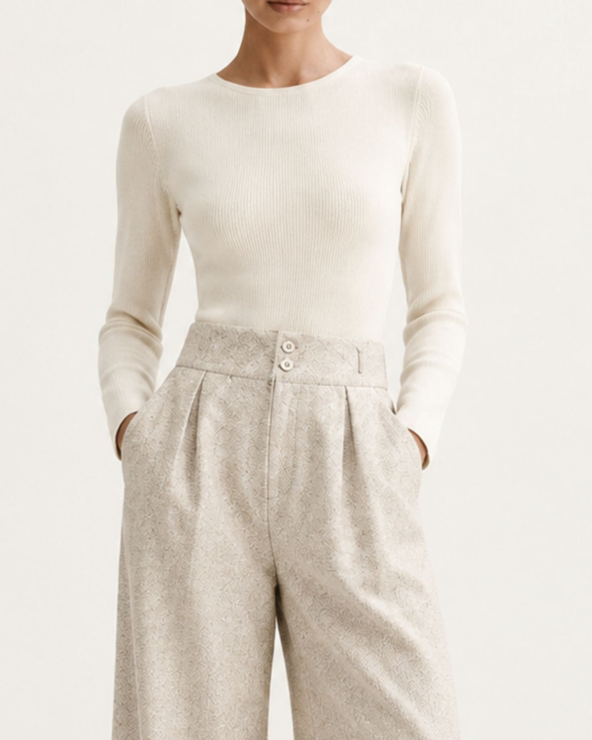 Drapey High-Waisted Wool Wide-Leg Woman Trousers
