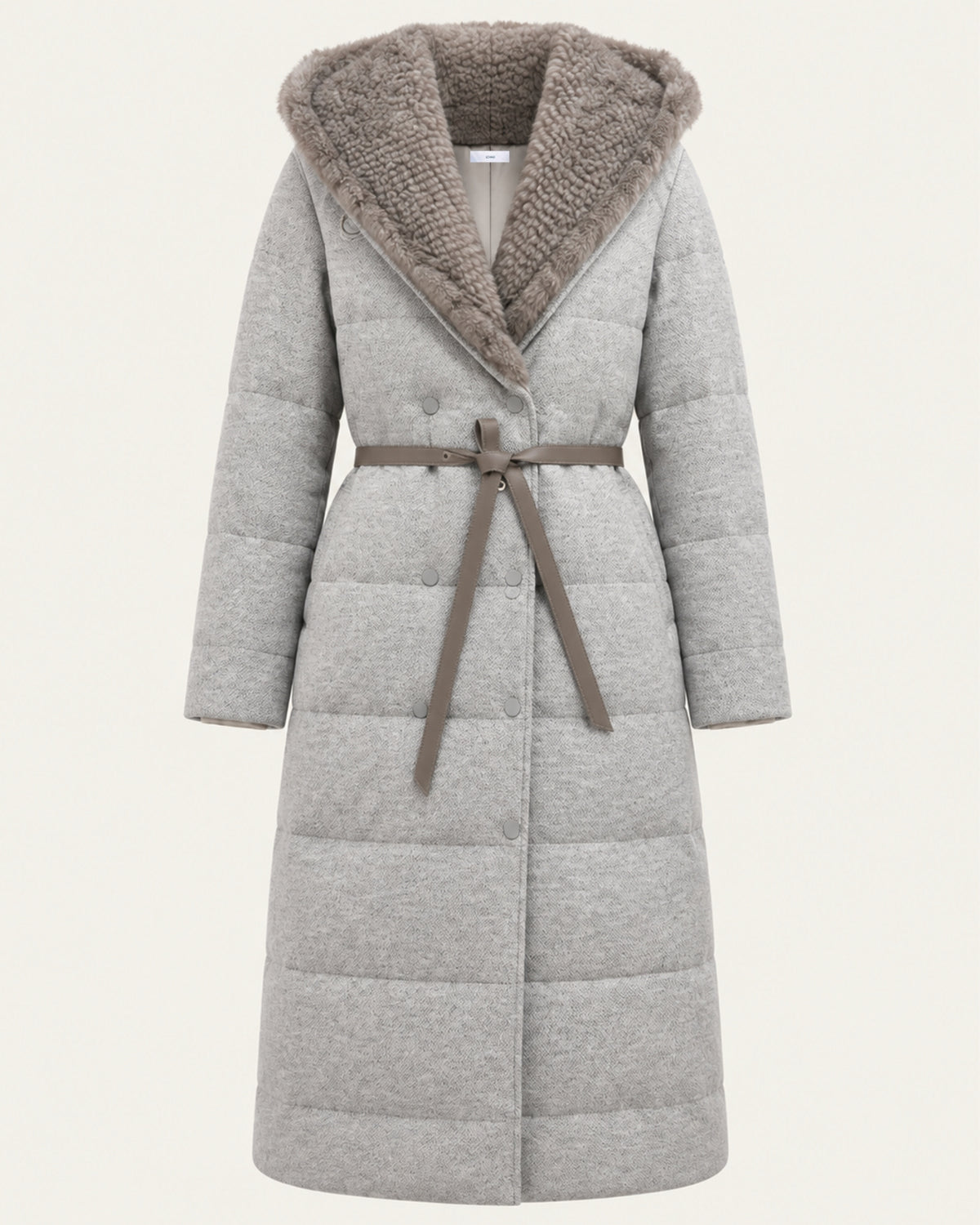 Mid-Length Goose Down Jacket with Mink Hood