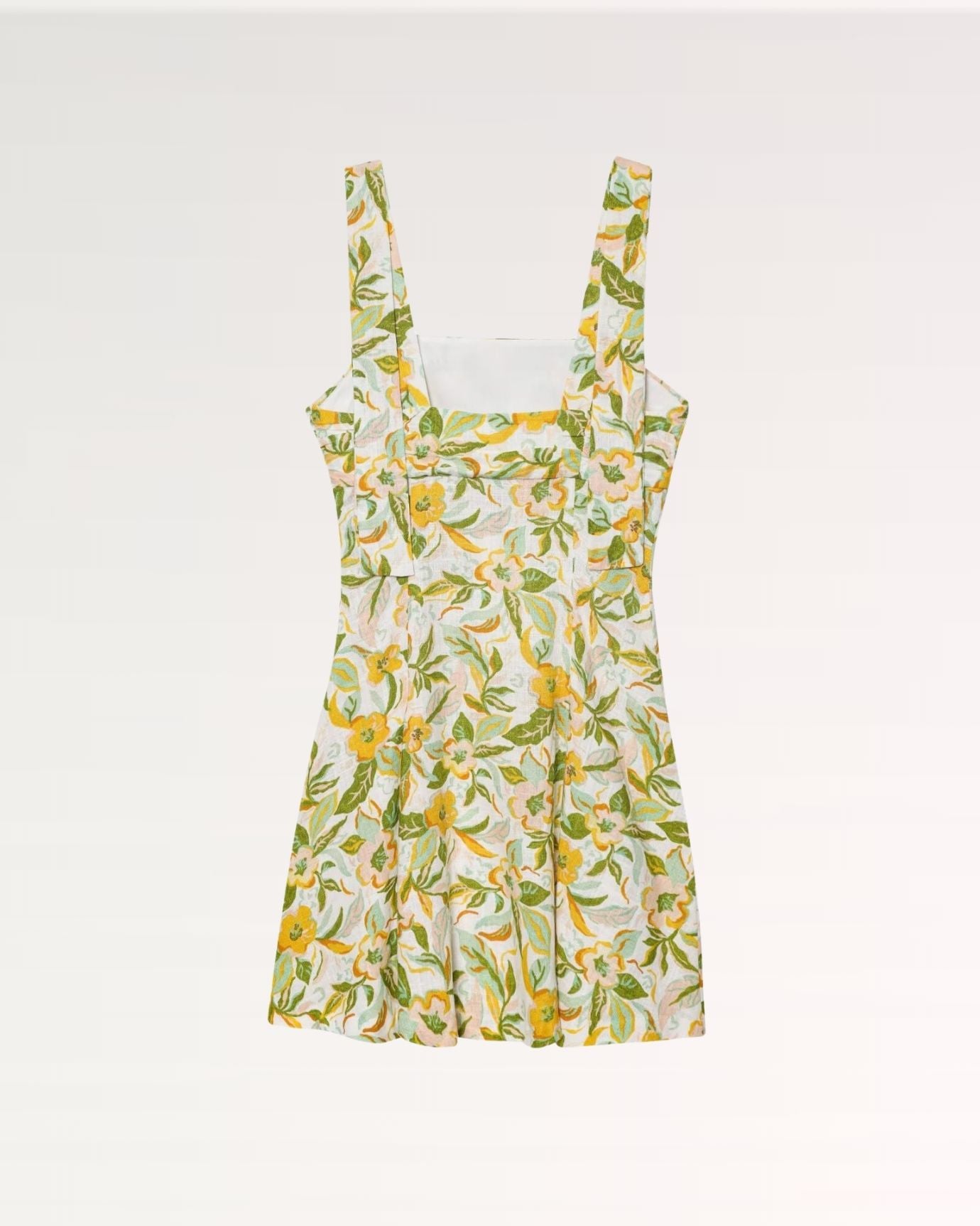 Floral printed lime dress with flattering silhouette