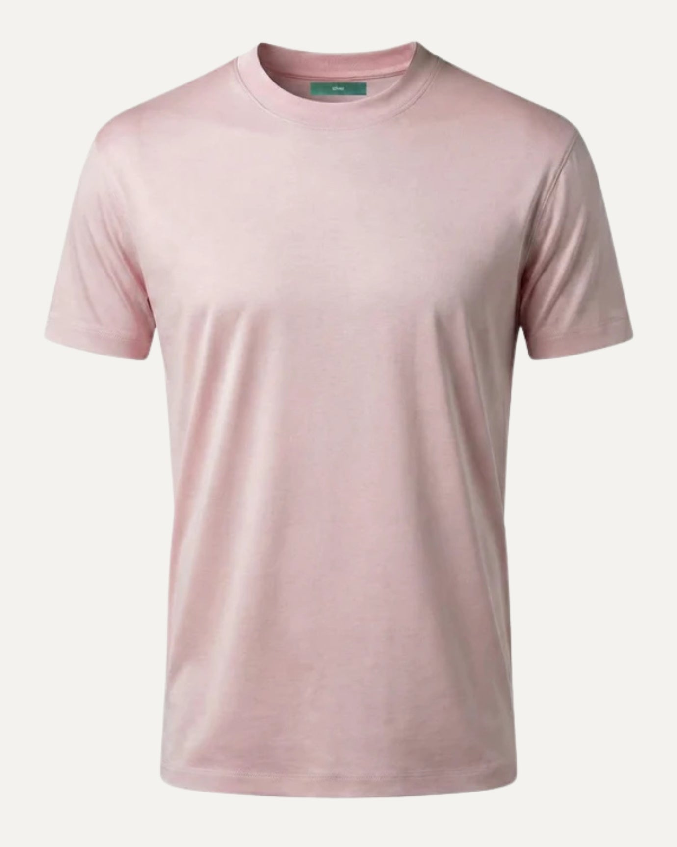 Pink mercerized cotton t-shirt, round neck, classic fit for men