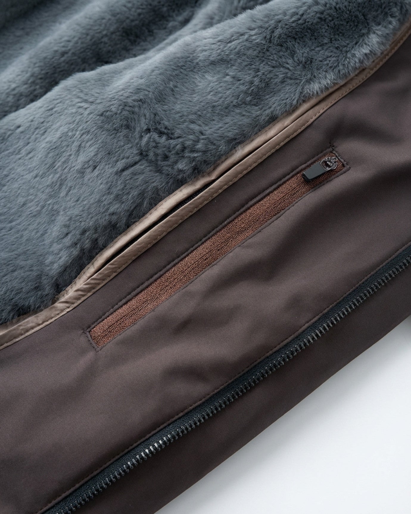 High-End Jacket with Mink Fur Collar & Detachable Rabbit Fur Liner