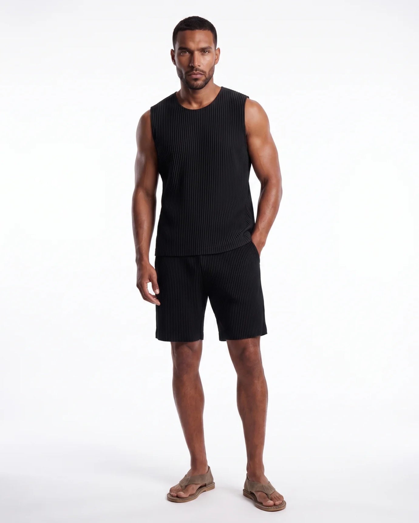 Sakura Pleated Set Vest & Shorts