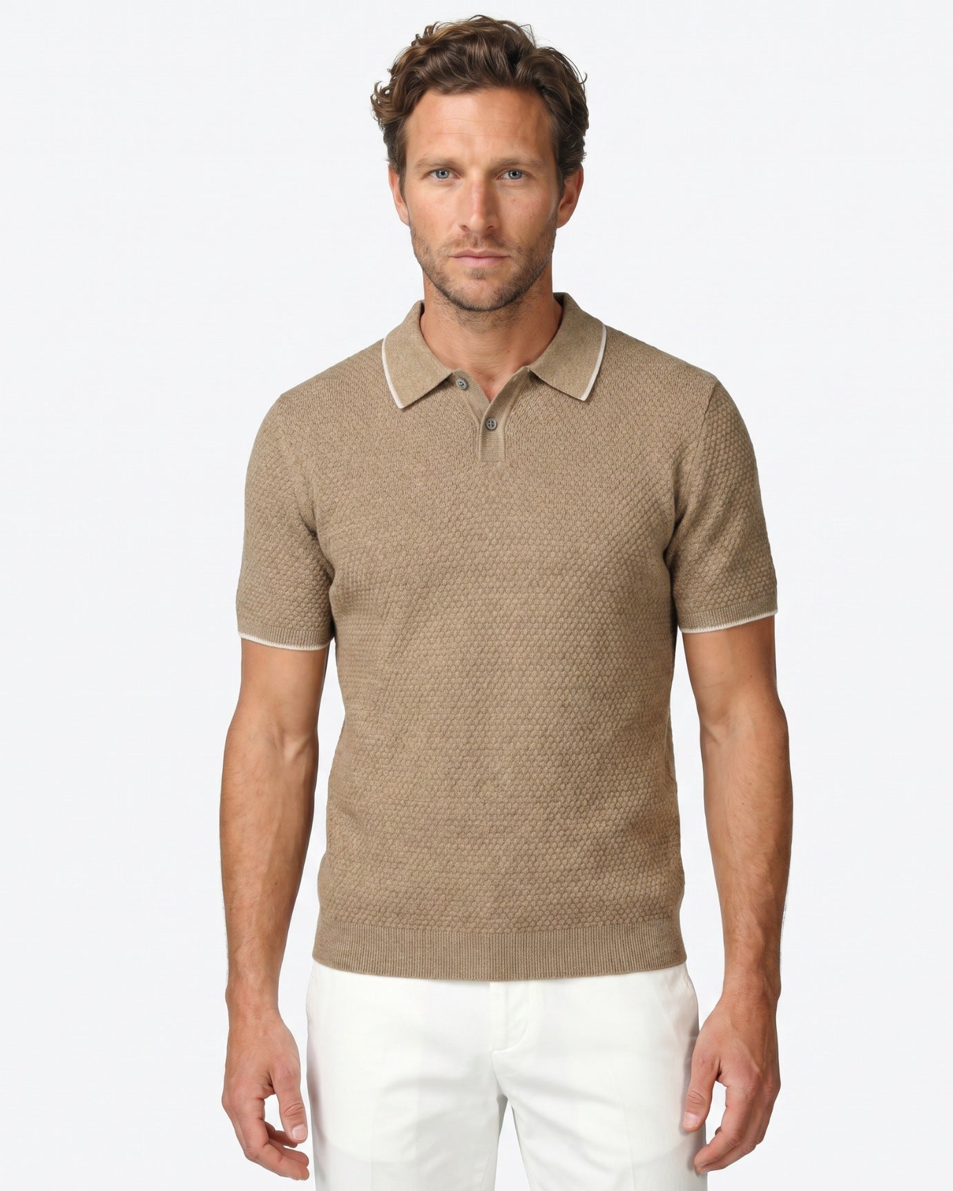 Kaschmir-Polo-Shirt, Kurzarm, Business Casual