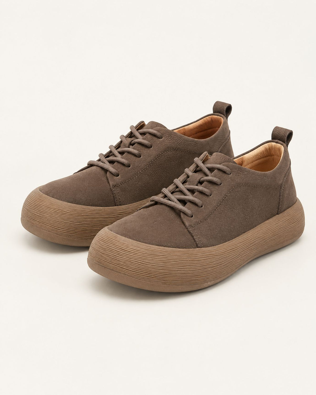 Top-Grain Leather Chunky Lace-Up Comfort Shoes