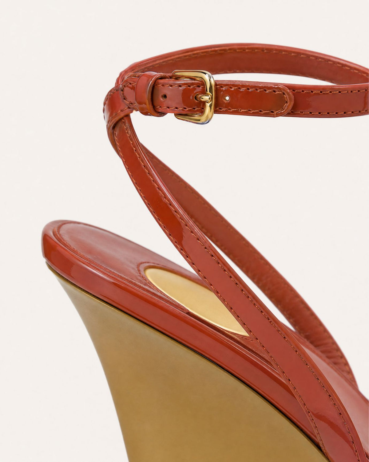Lovau Strappy Patent Leather Peep-Toe Wedges