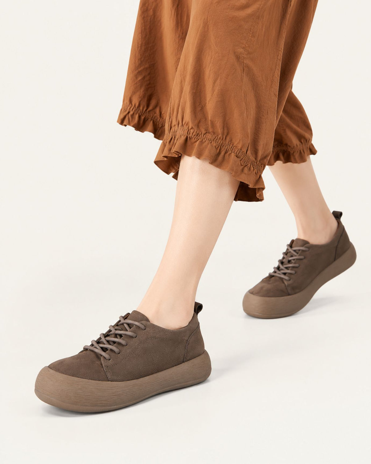 Top-Grain Leather Chunky Lace-Up Comfort Shoes