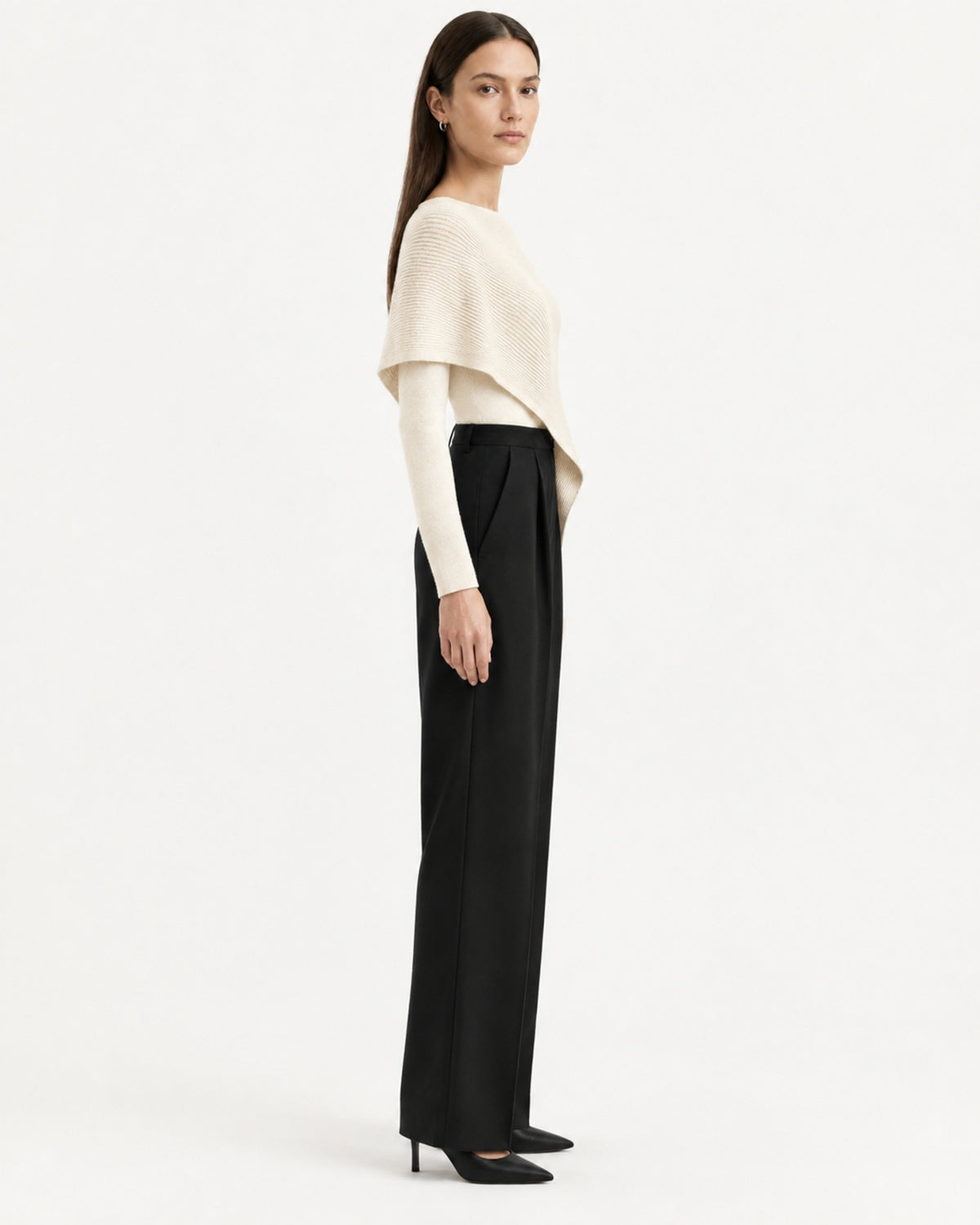 Mina Asymmetrical Draped Knit Shawl Top