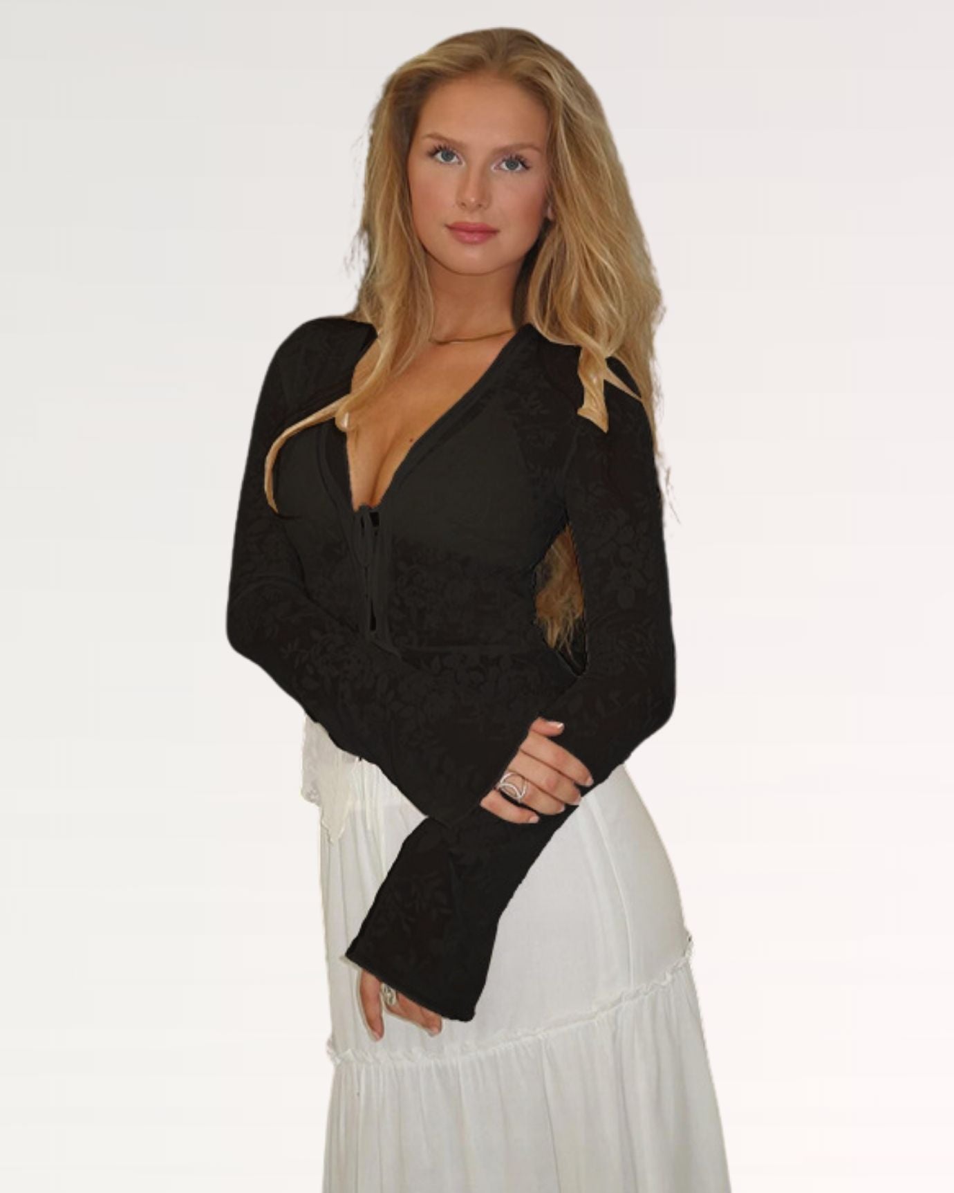 Mina Shirt x Lovau angled to showcase fit, fabric texture, and design details