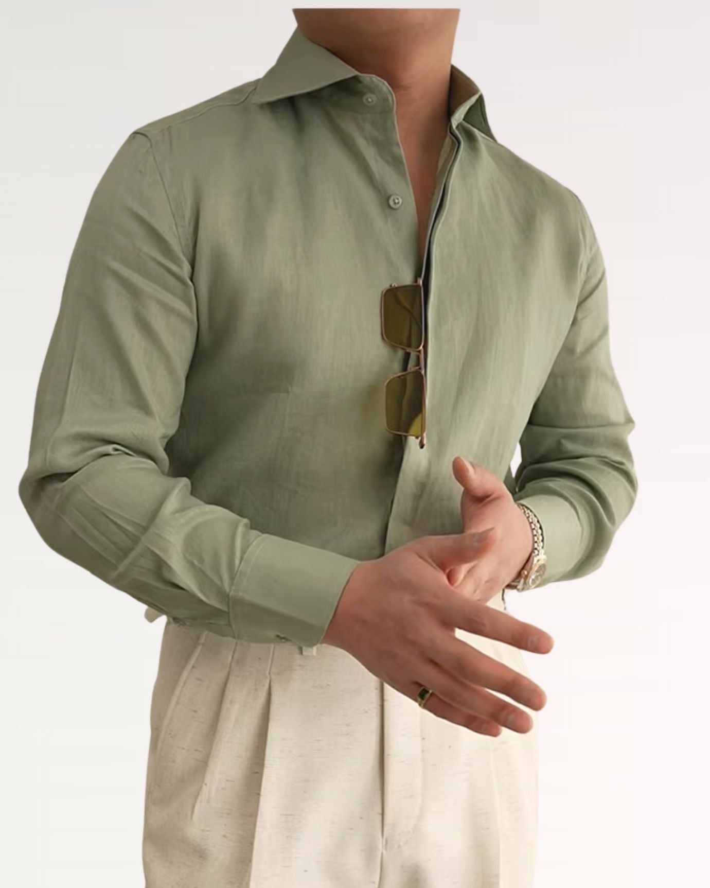 Fine Paris Linen Shirt Smoky Green