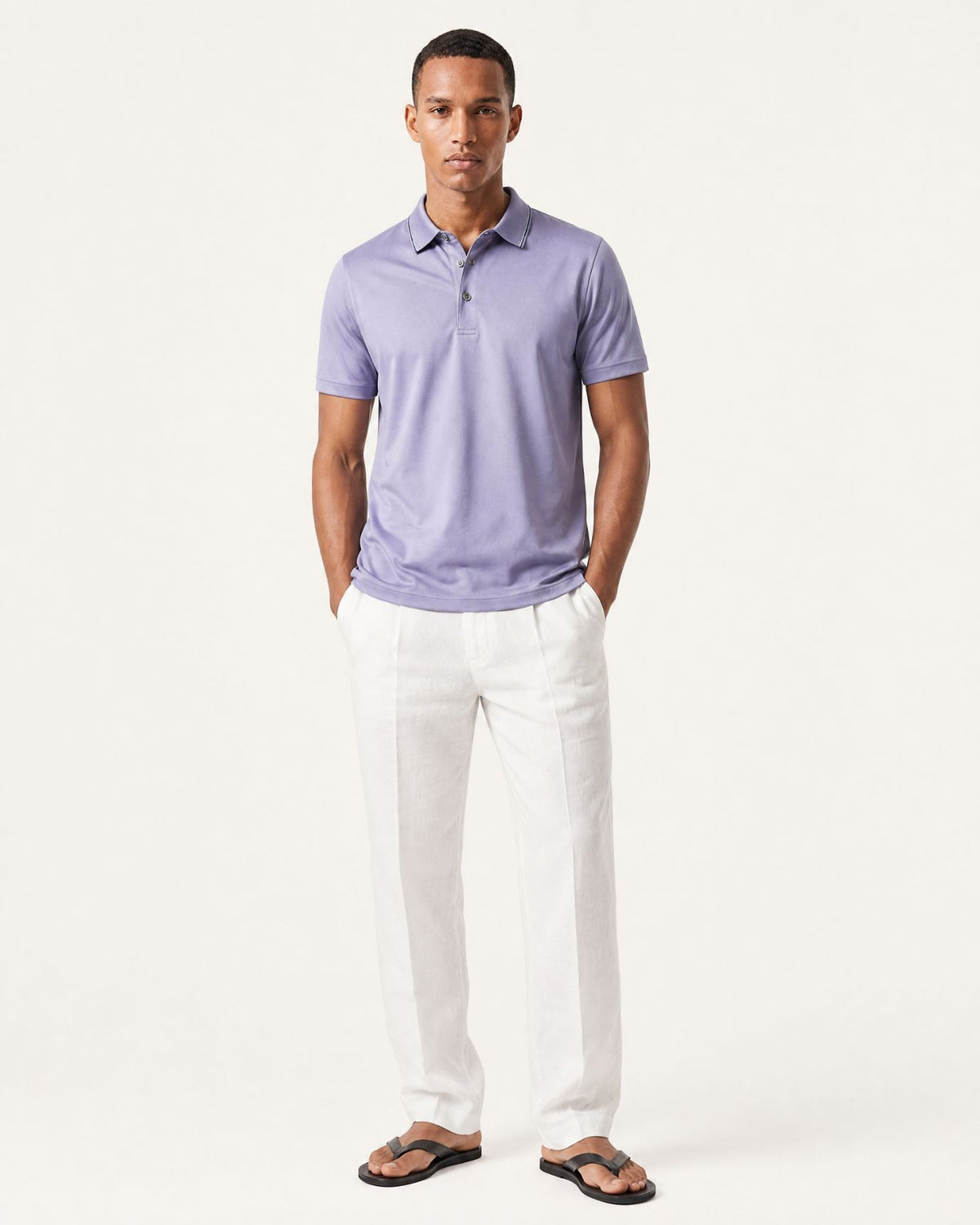 Lightweight Acetate Short-Sleeve Polo Shirt