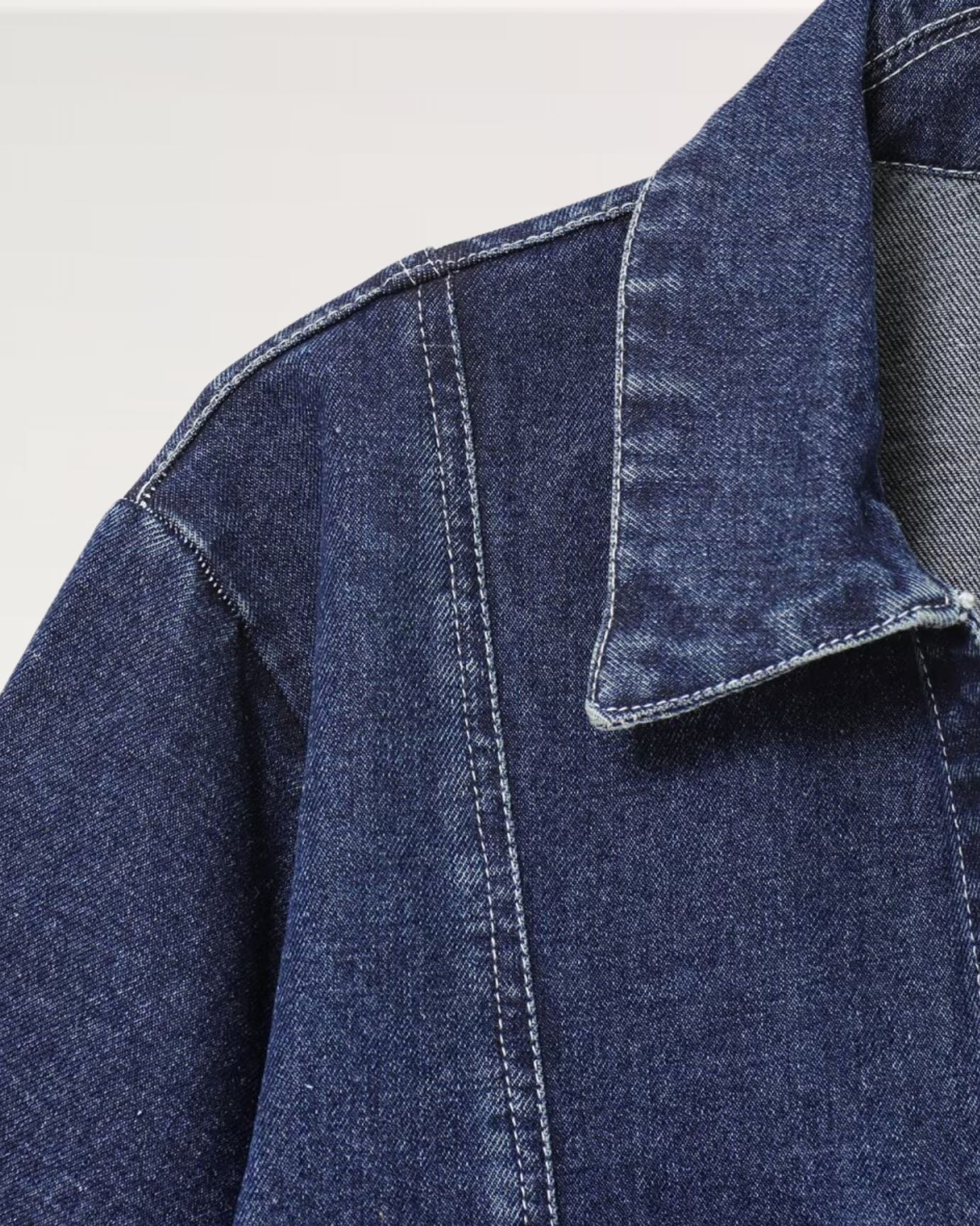 Stylish navy blue jean shirt with collar