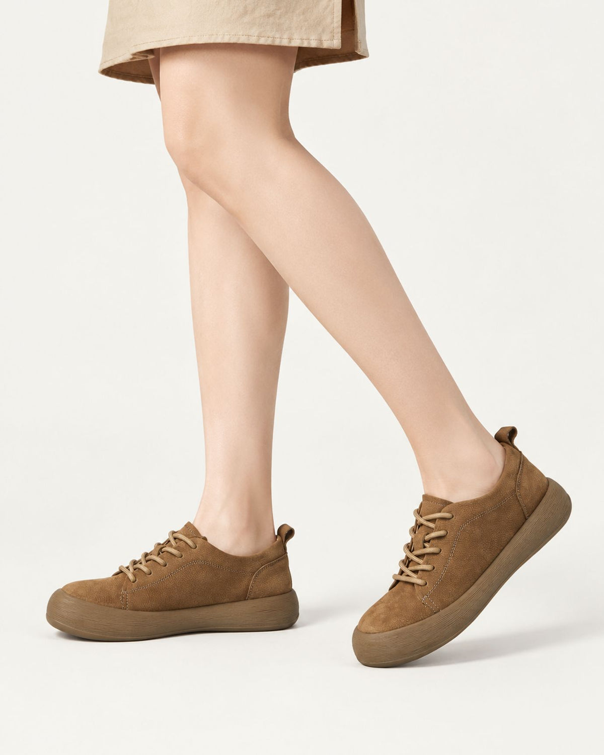 Top-Grain Leather Chunky Lace-Up Comfort Shoes