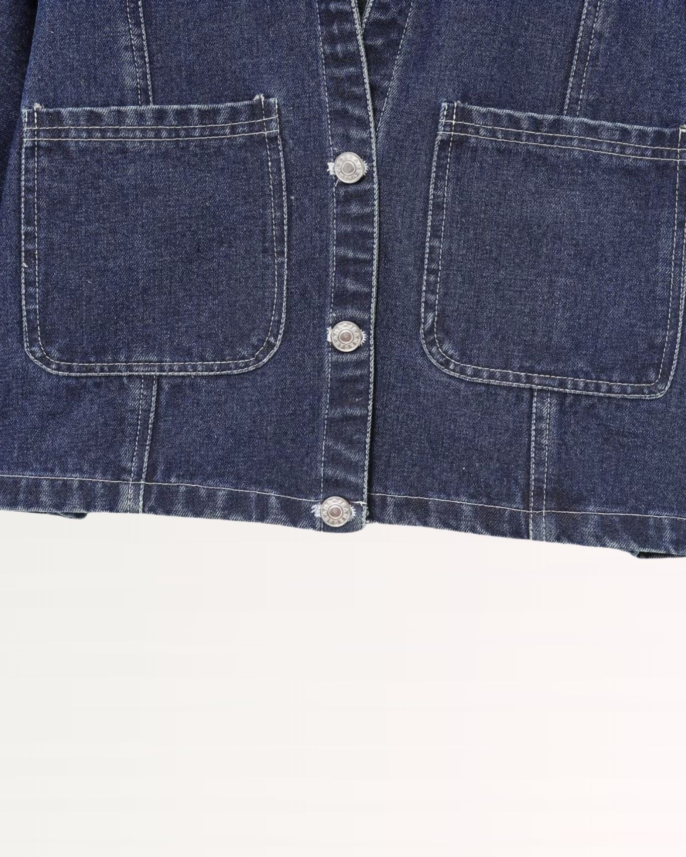Fitted navy denim shirt with button cuffs