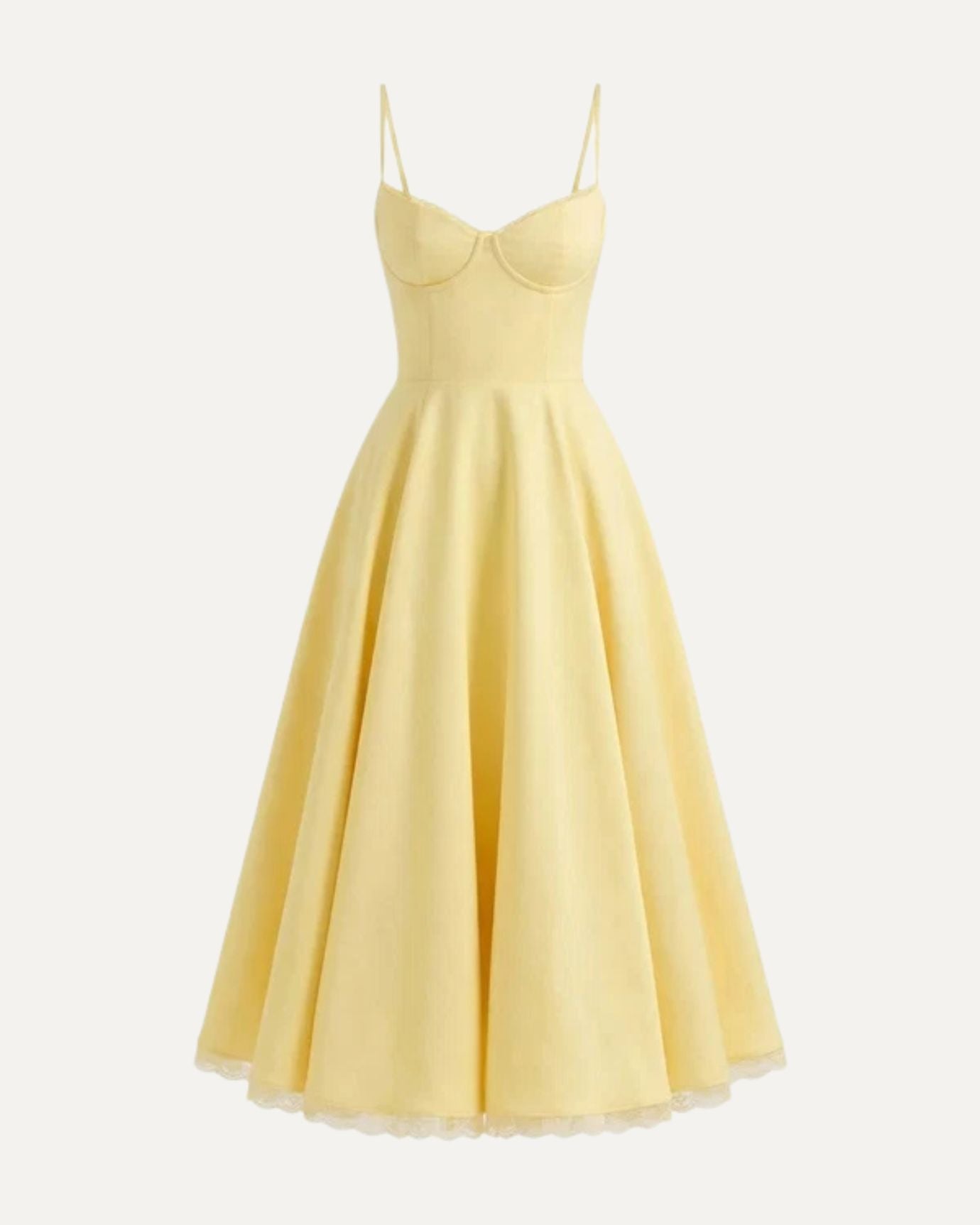 Giulia midi dress in yellow, classic feminine timeless elegance silhouette