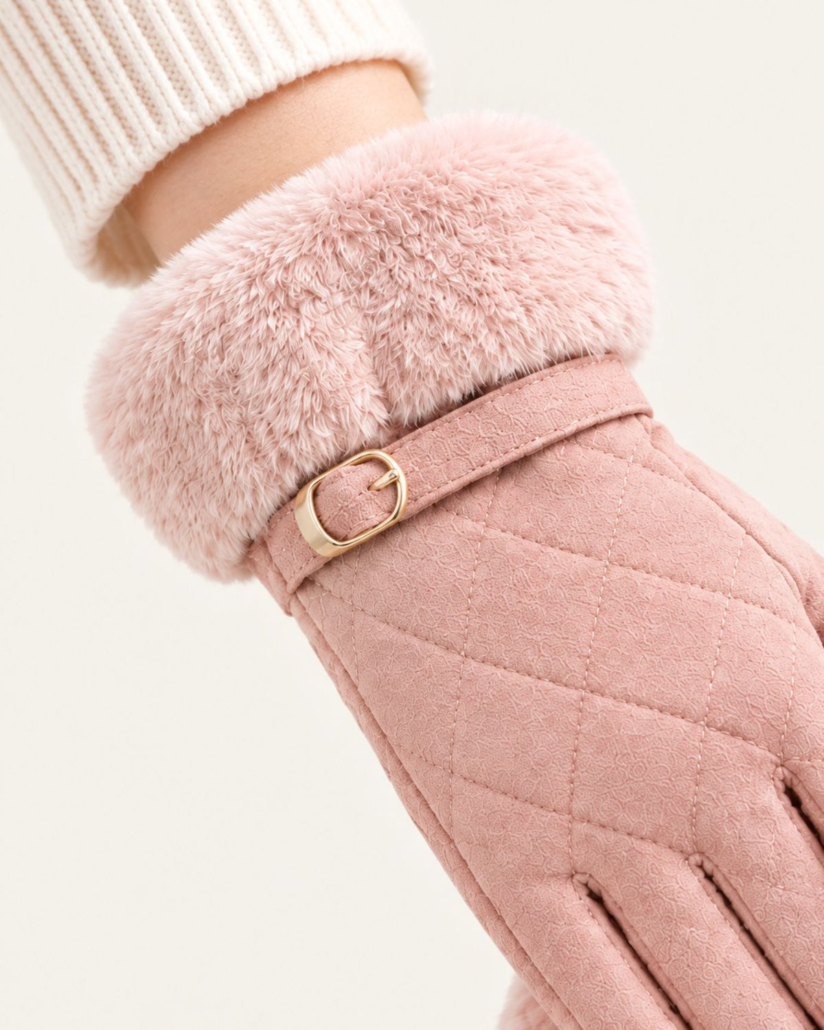 Divina Belt Buckle Plush Velvet Gloves