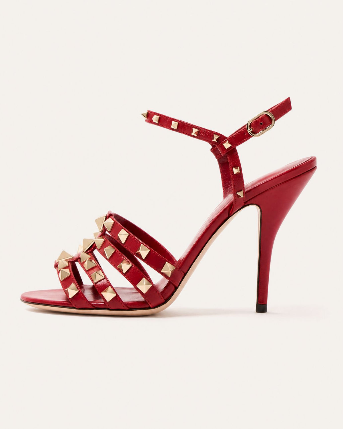 Rinna Open-Toe Studded Ankle-Strap Heels