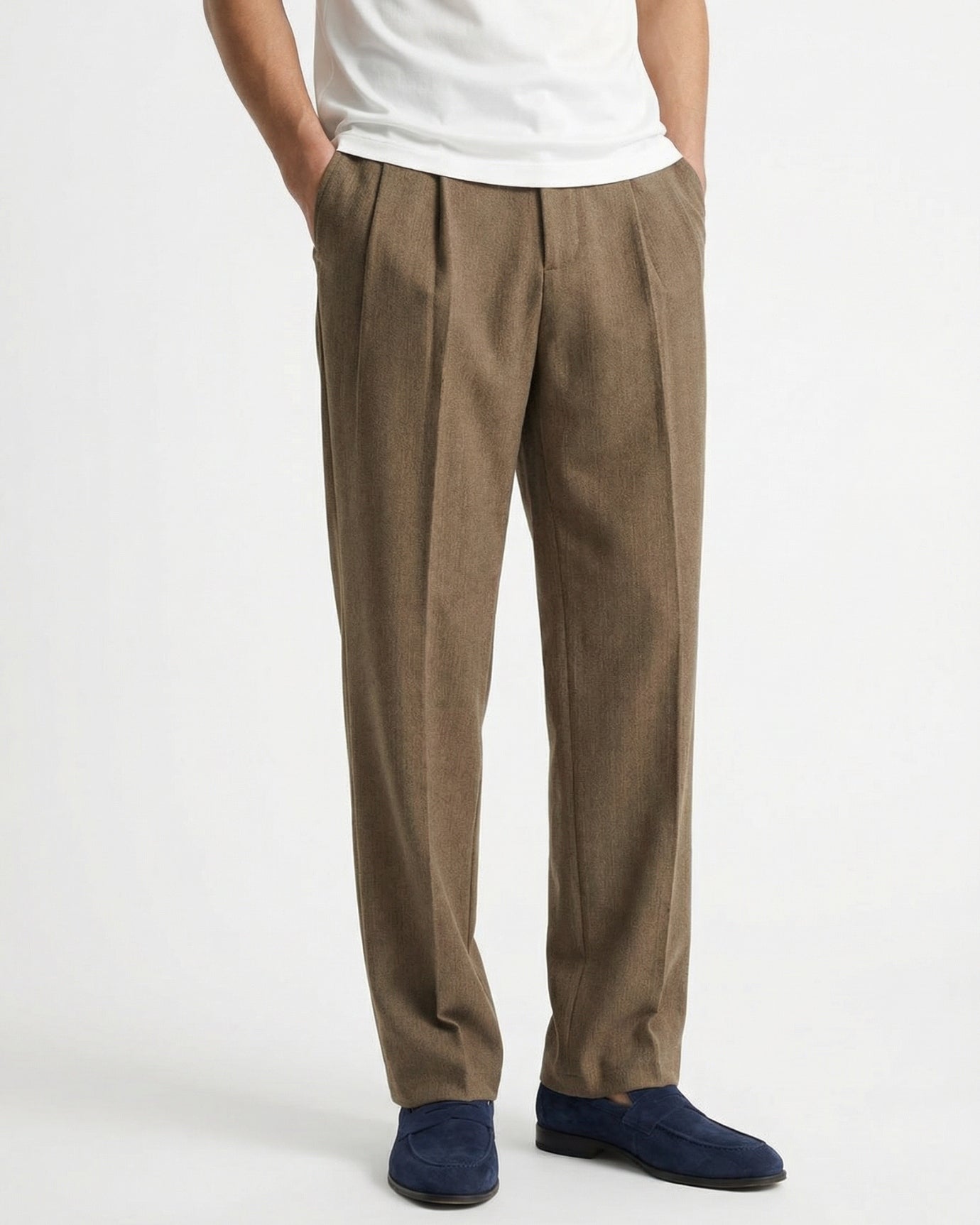 Pantalones de lana de alta gama, holgados y rectos